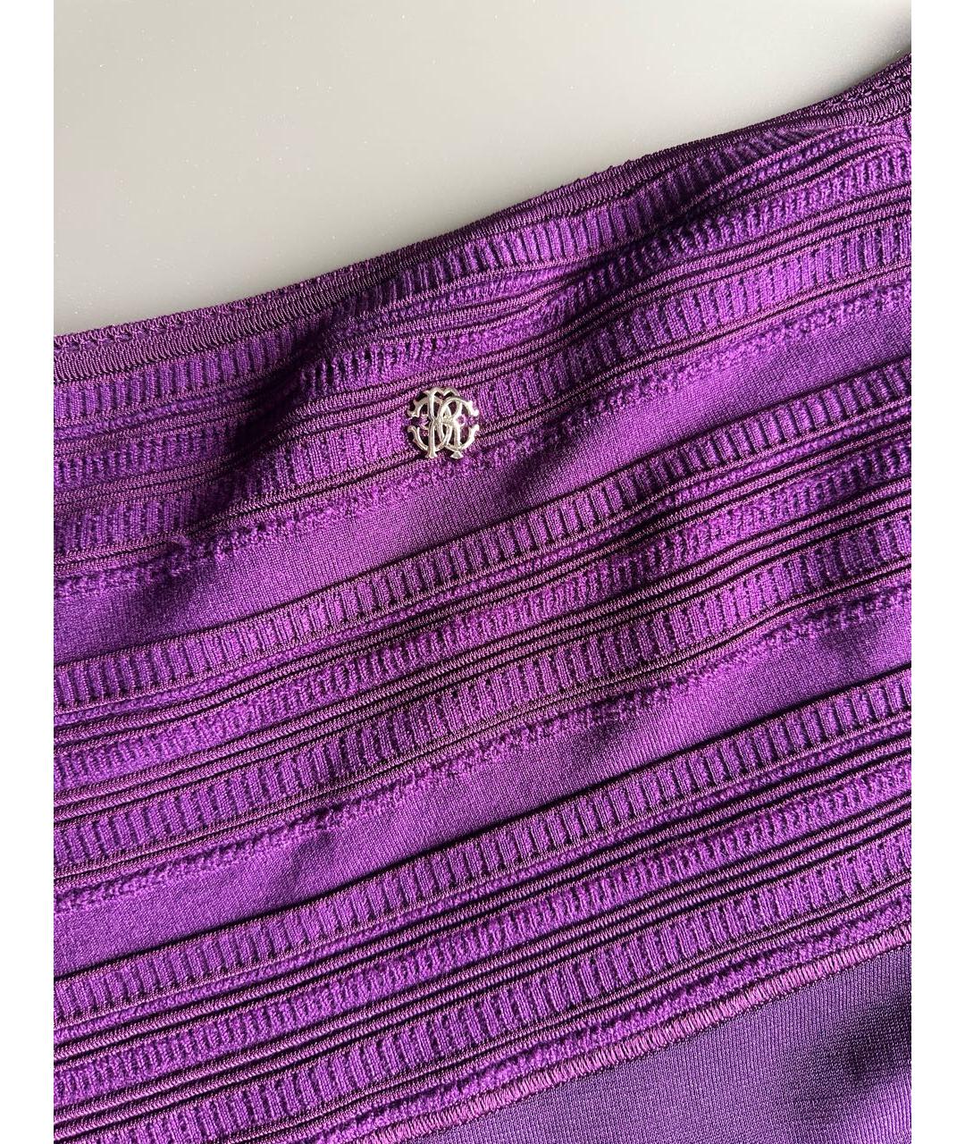 ROBERTO CAVALLI Фиолетовое шерстяное коктейльное платье, фото 3