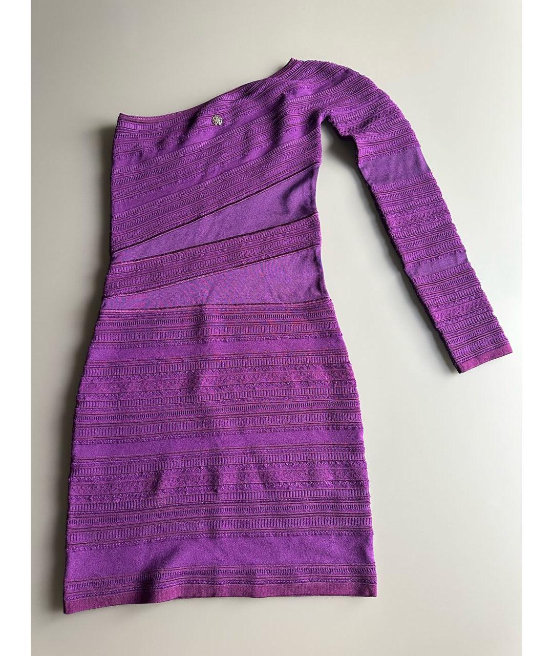 ROBERTO CAVALLI Фиолетовое шерстяное коктейльное платье, фото 2