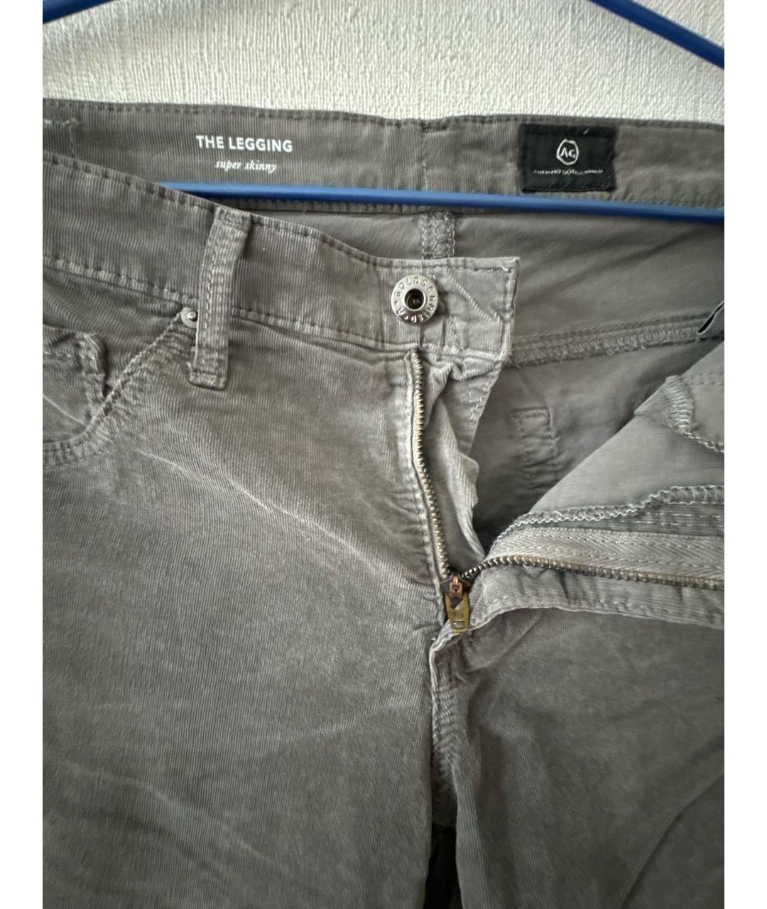 AG JEANS Серые хлопко-полиэстеровые джинсы слим, фото 3