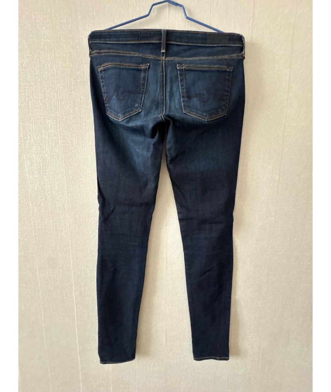 AG JEANS Темно-синие хлопко-эластановые джинсы слим, фото 2