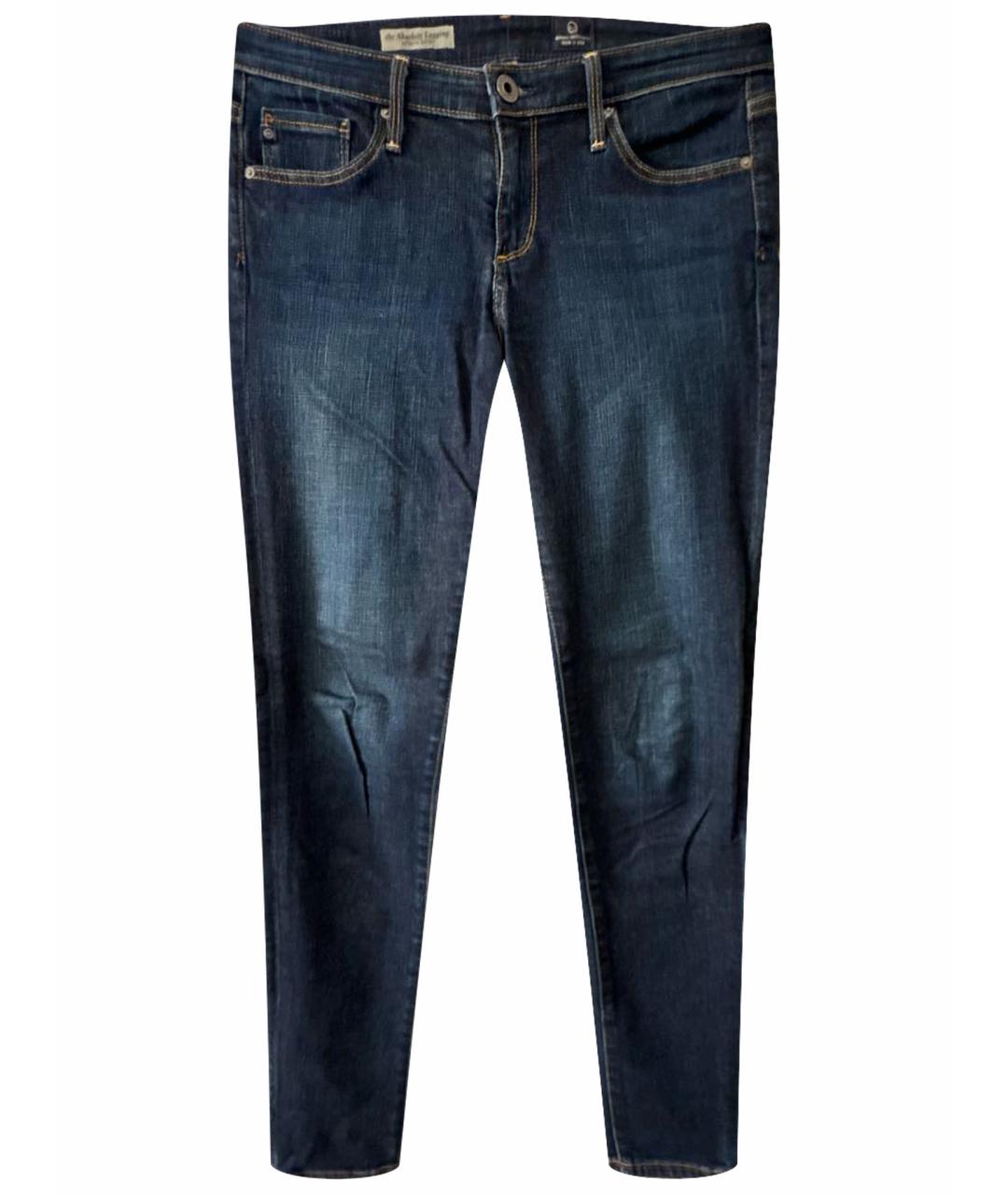 AG JEANS Темно-синие хлопко-эластановые джинсы слим, фото 1