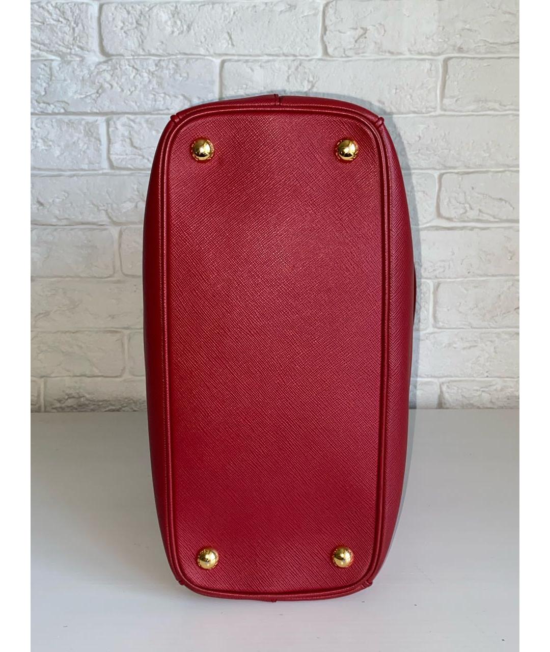 PRADA Бордовая кожаная сумка с короткими ручками, фото 6