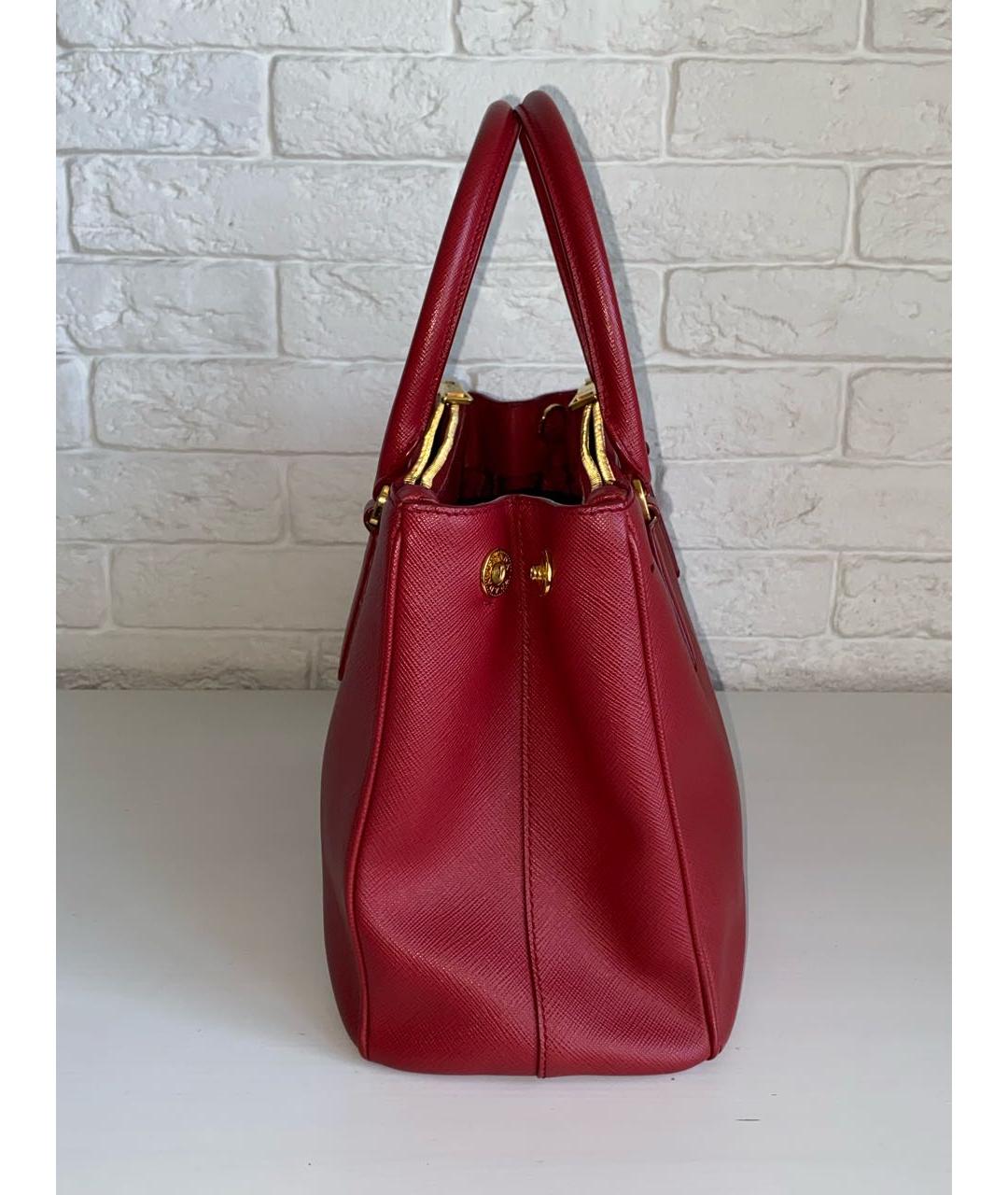 PRADA Бордовая кожаная сумка с короткими ручками, фото 5