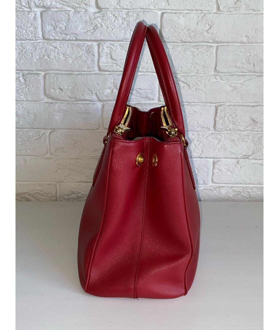 PRADA Бордовая кожаная сумка с короткими ручками, фото 4