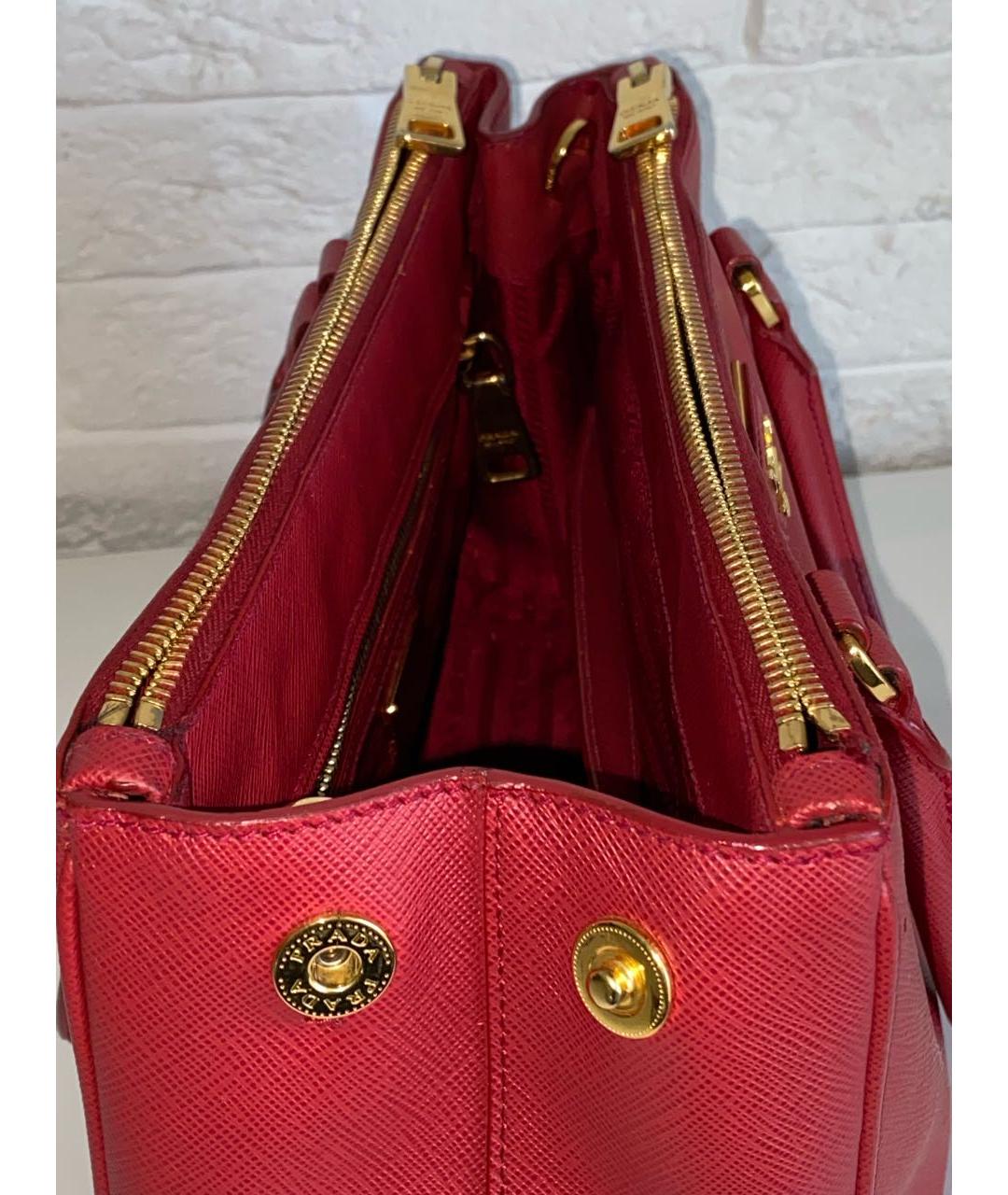 PRADA Бордовая кожаная сумка с короткими ручками, фото 8