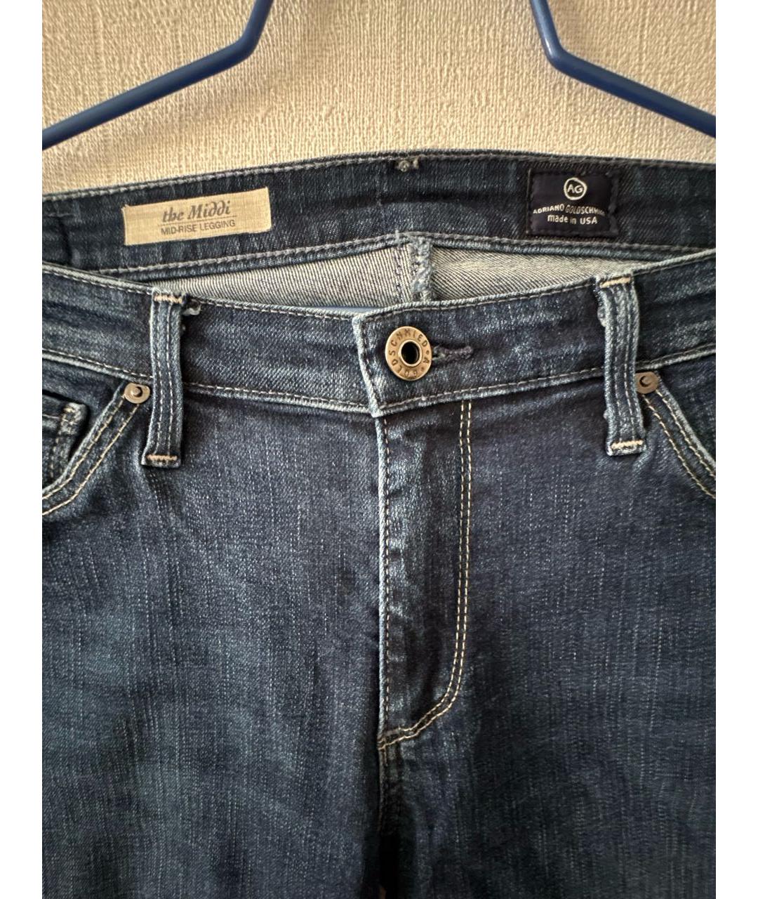 AG JEANS Темно-синие хлопко-эластановые джинсы слим, фото 3