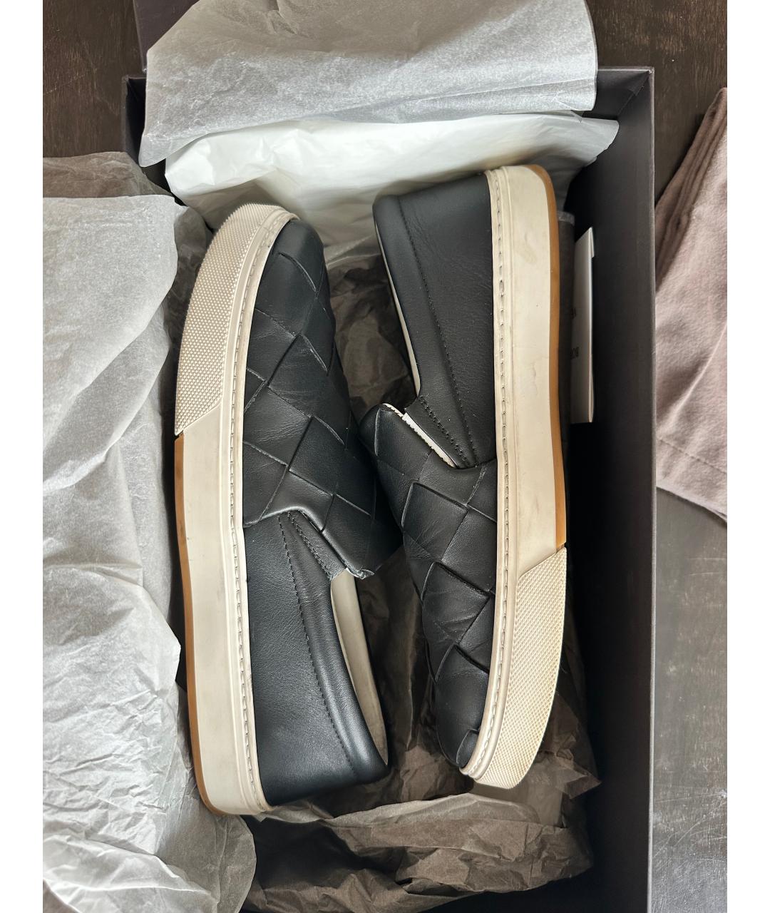 BOTTEGA VENETA Черные кожаные слипоны, фото 5