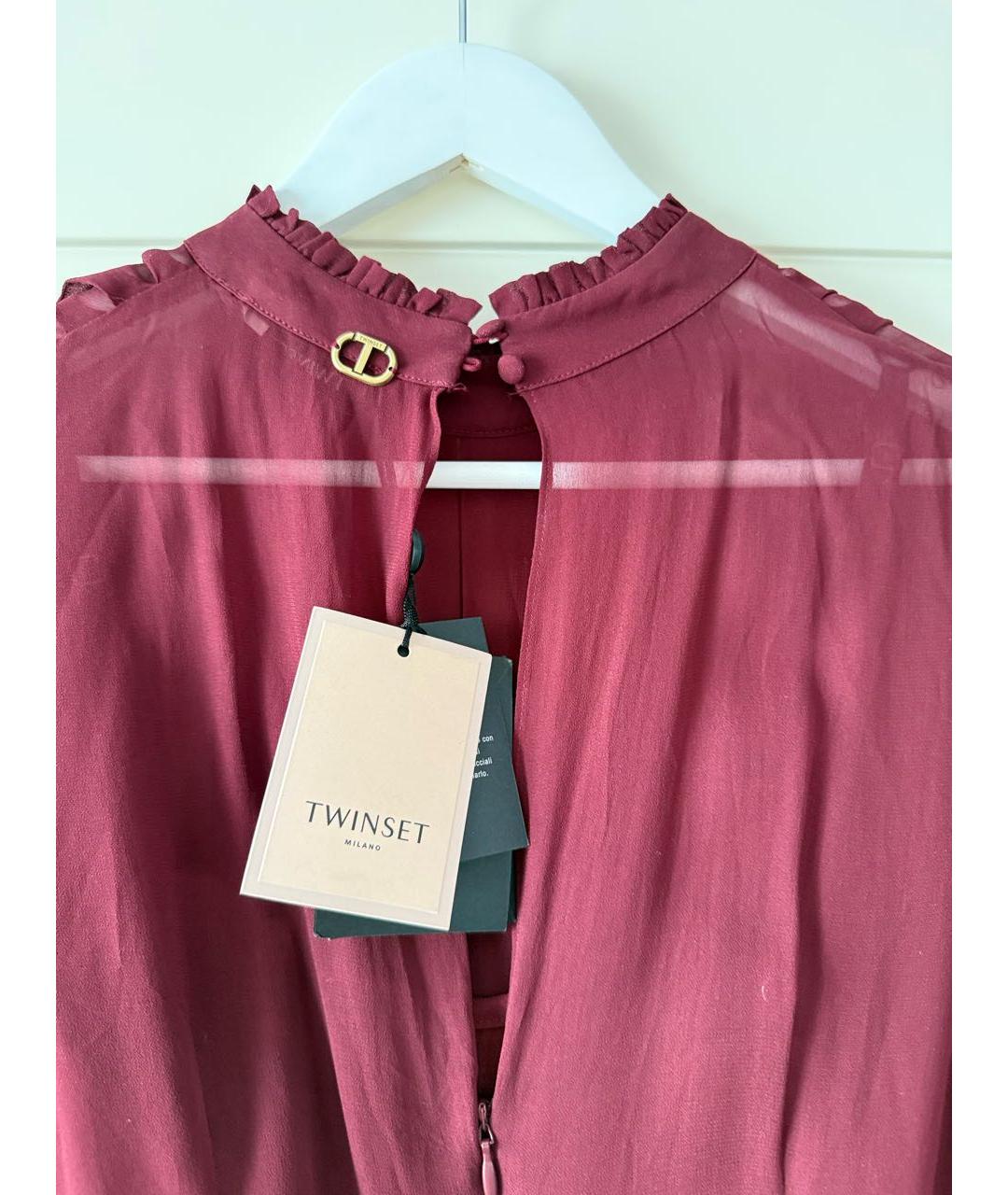 TWIN-SET Бордовый вискозный комбинезон, фото 3