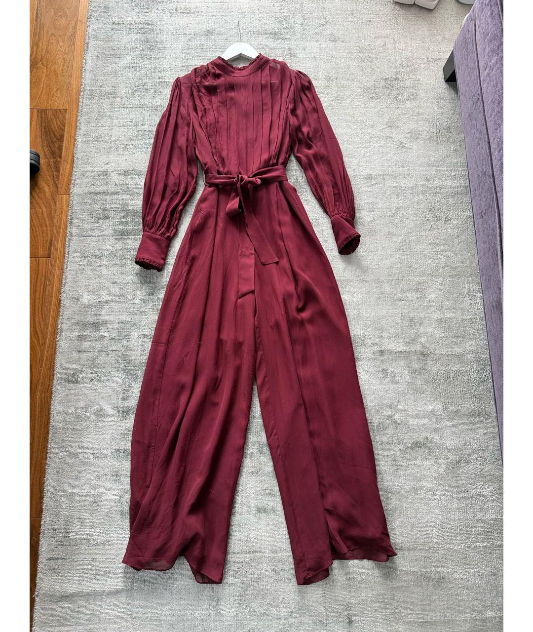 TWIN-SET Бордовый вискозный комбинезон, фото 5