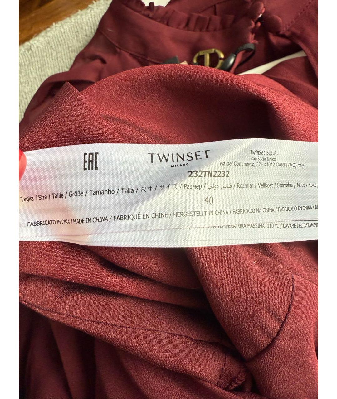 TWIN-SET Бордовый вискозный комбинезон, фото 7