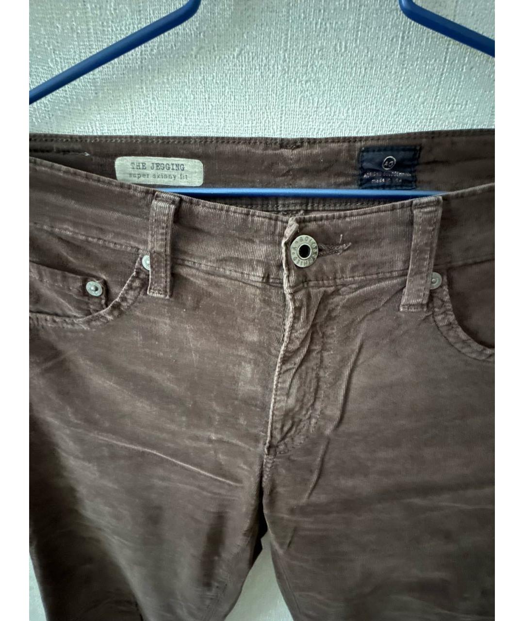 AG JEANS Коричневые хлопко-эластановые джинсы слим, фото 3