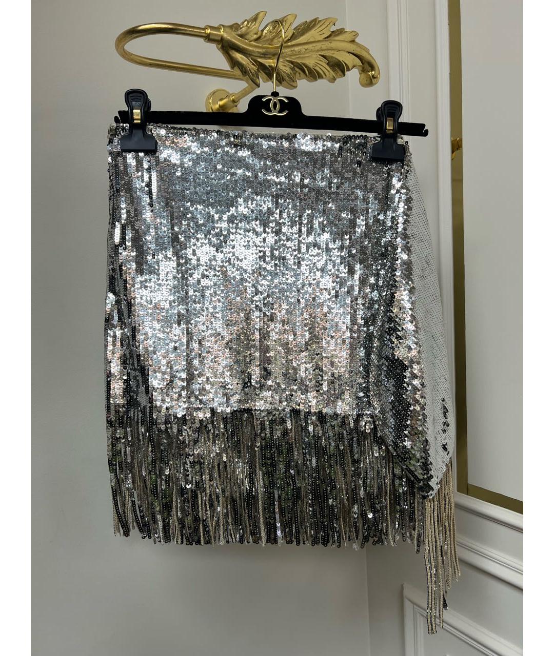 PINKO Серебряная юбка мини, фото 5