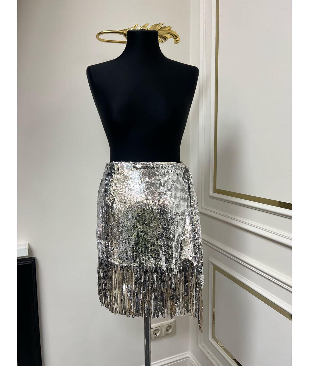 PINKO Серебряная юбка мини, фото 9