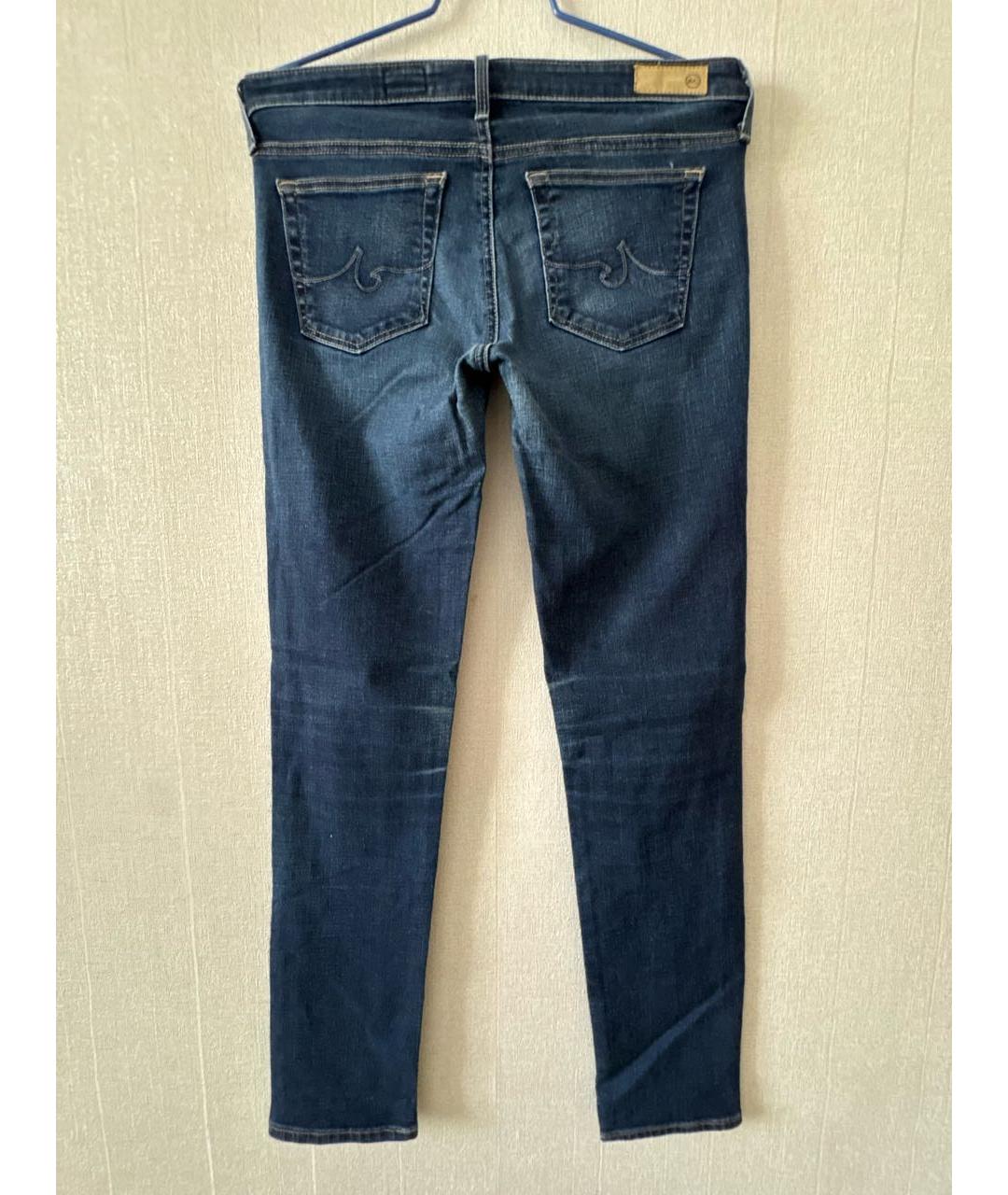 AG JEANS Темно-синие хлопко-эластановые джинсы слим, фото 2