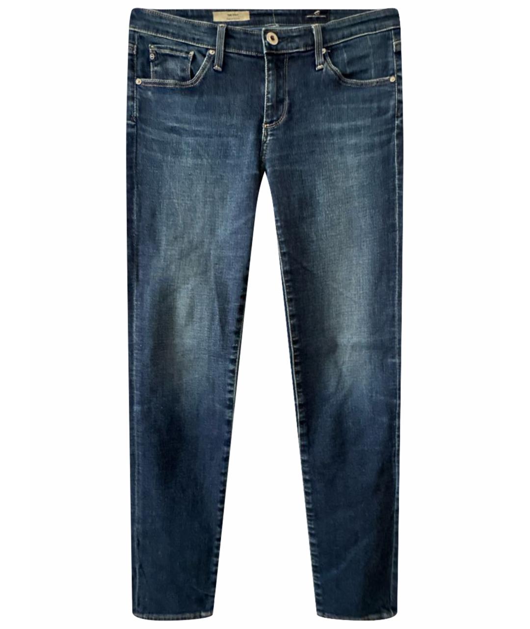 AG JEANS Темно-синие хлопко-эластановые джинсы слим, фото 1