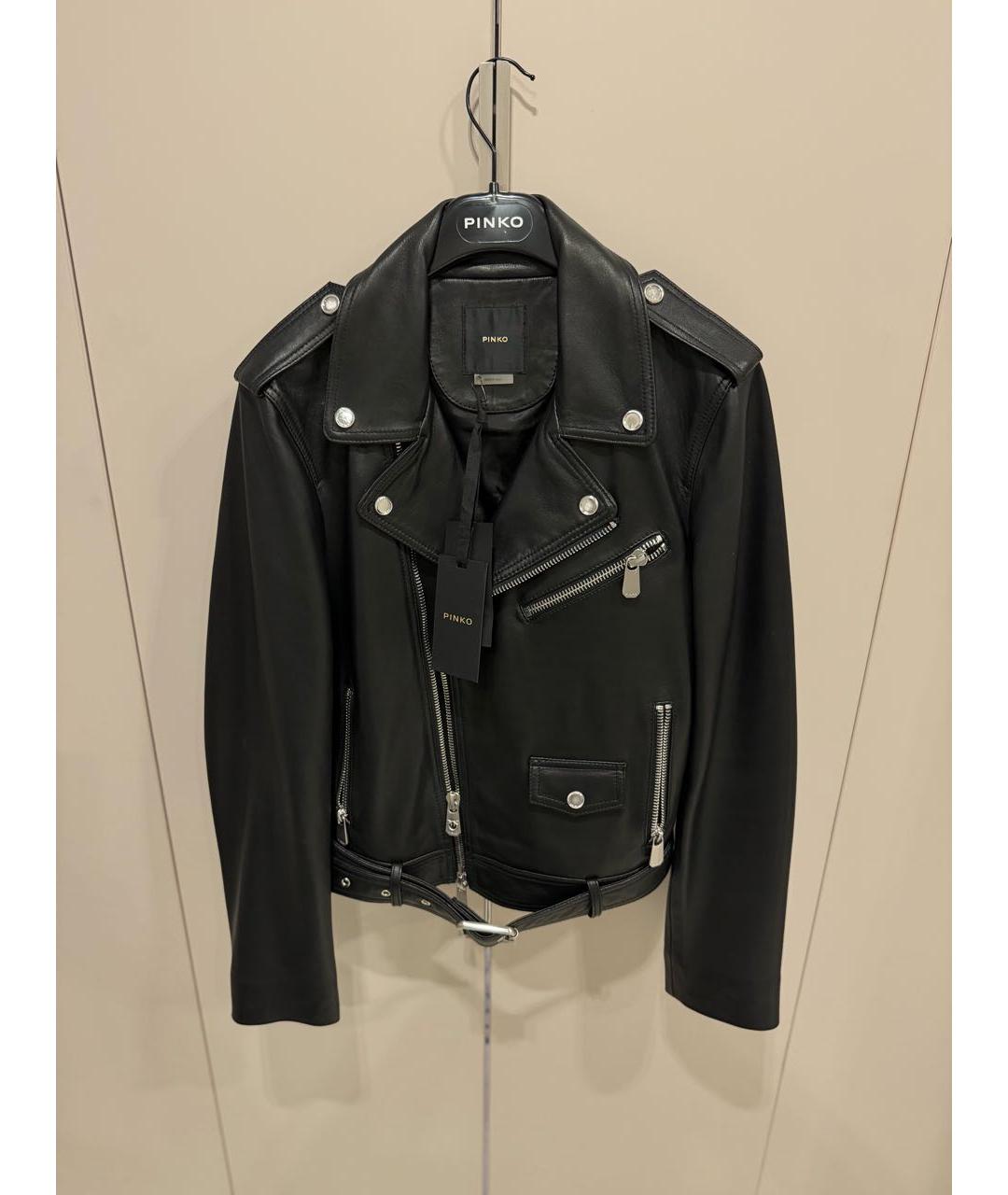 PINKO Черная кожаная куртка, фото 5