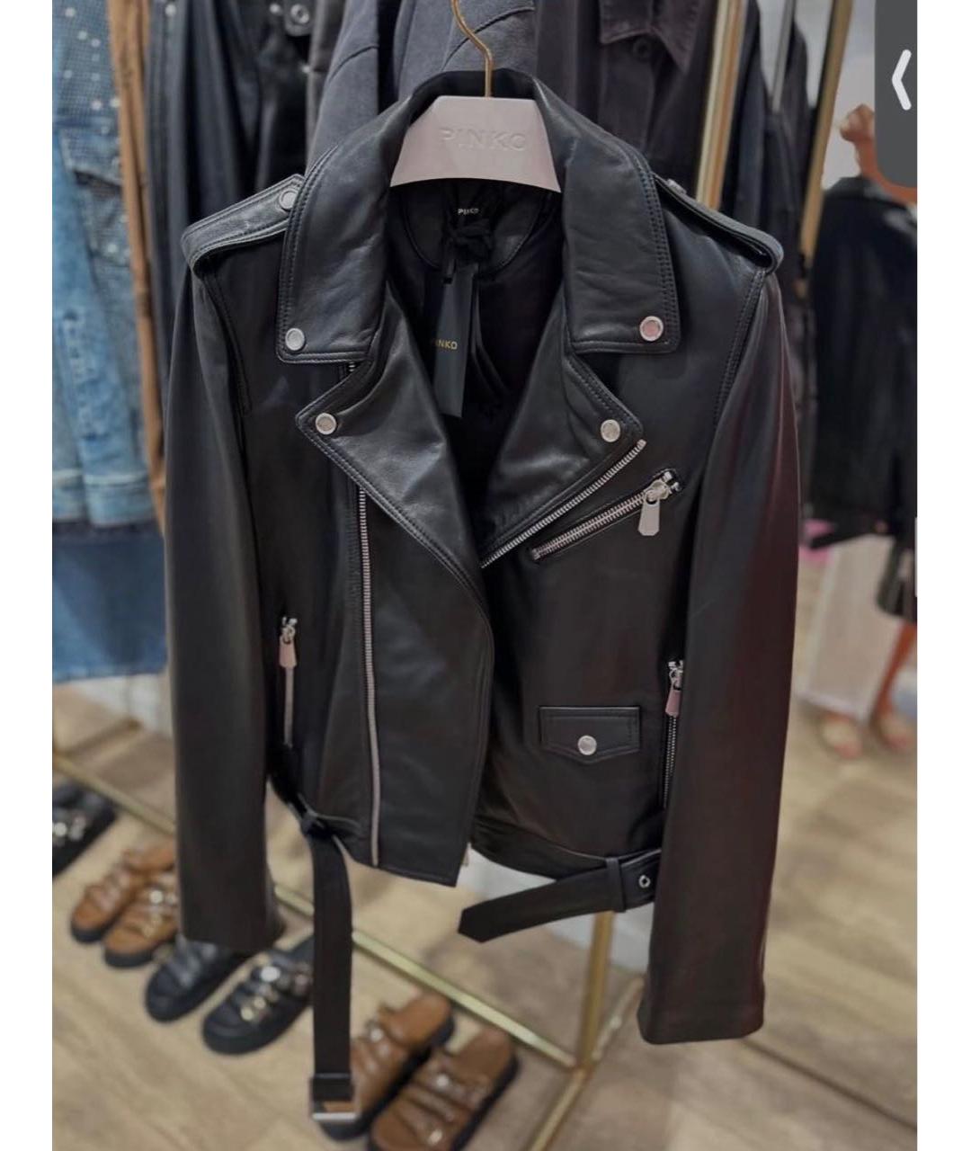 PINKO Черная кожаная куртка, фото 4
