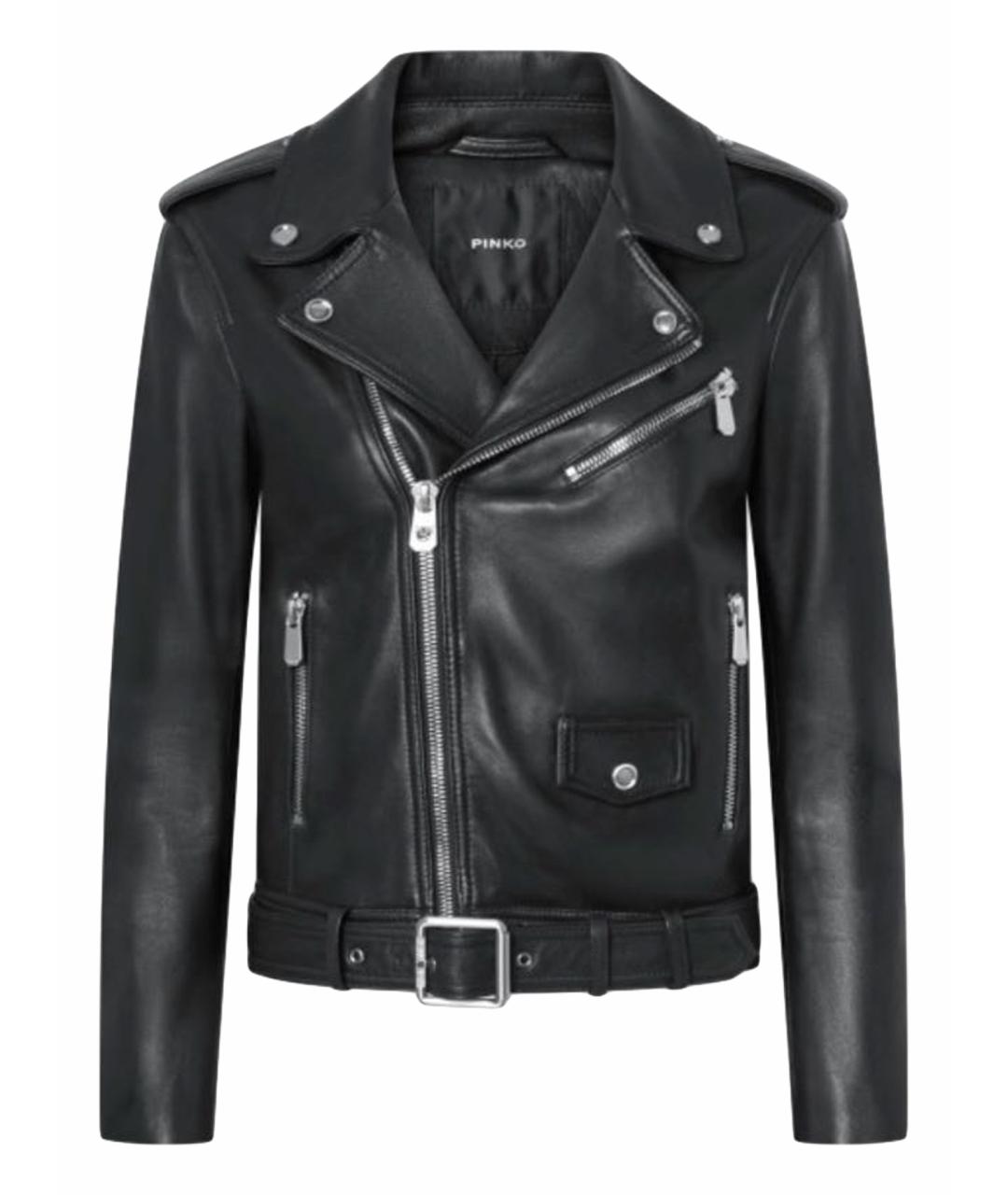 PINKO Черная кожаная куртка, фото 1