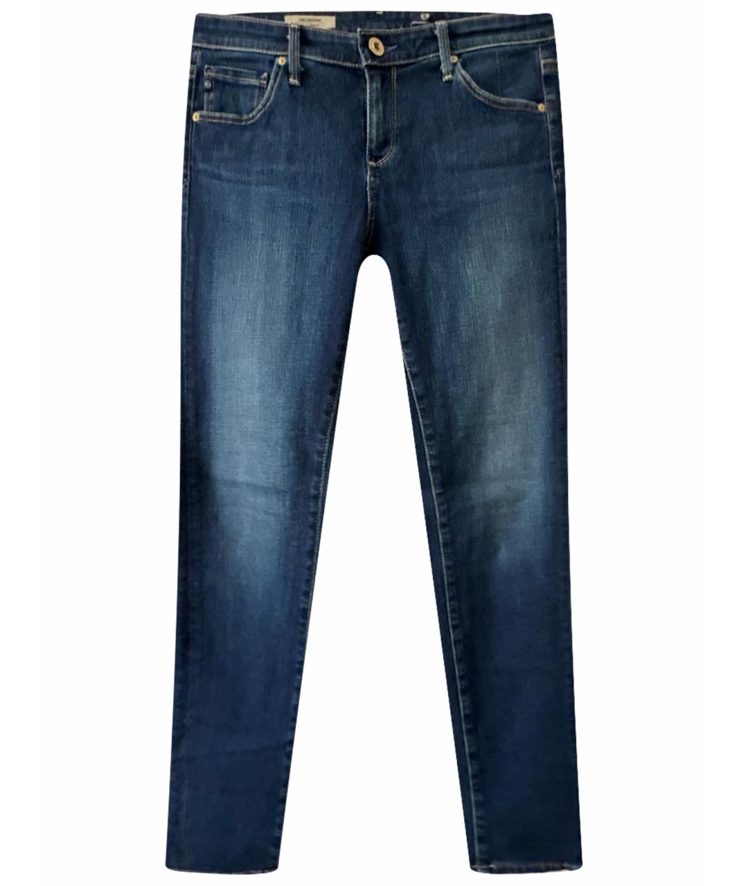 AG JEANS Темно-синие хлопко-эластановые джинсы слим, фото 1
