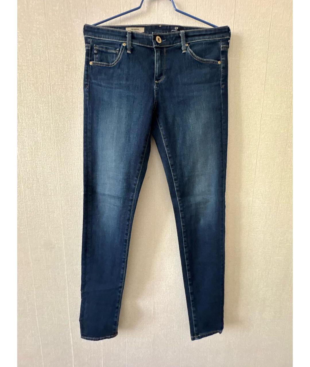 AG JEANS Темно-синие хлопко-эластановые джинсы слим, фото 5