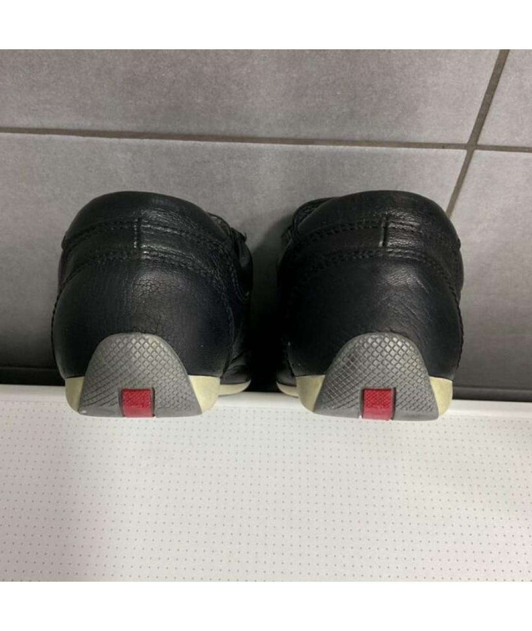 PRADA Черные кожаные кроссовки, фото 4
