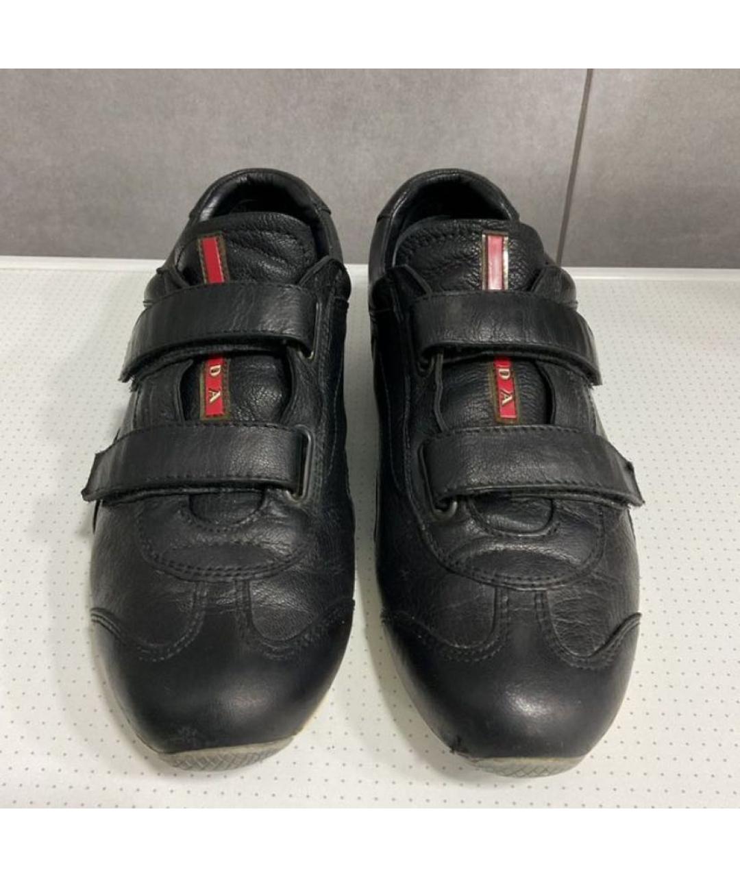 PRADA Черные кожаные кроссовки, фото 2