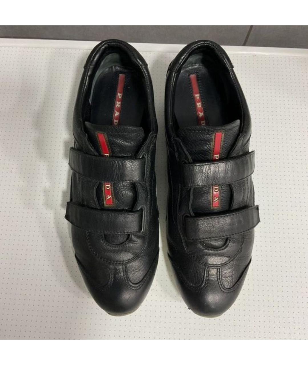 PRADA Черные кожаные кроссовки, фото 3
