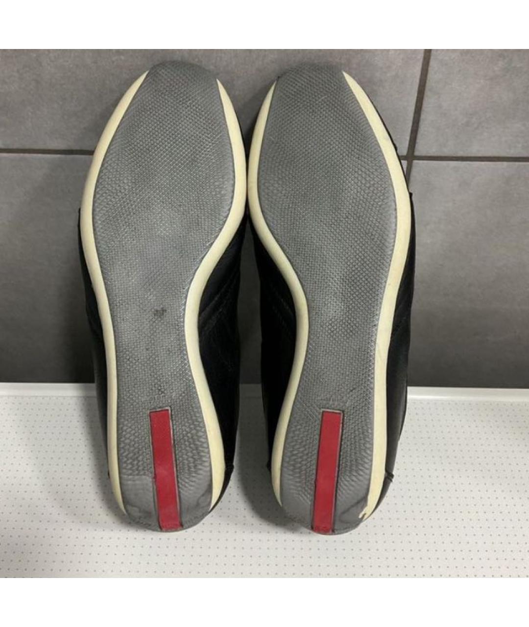 PRADA Черные кожаные кроссовки, фото 7