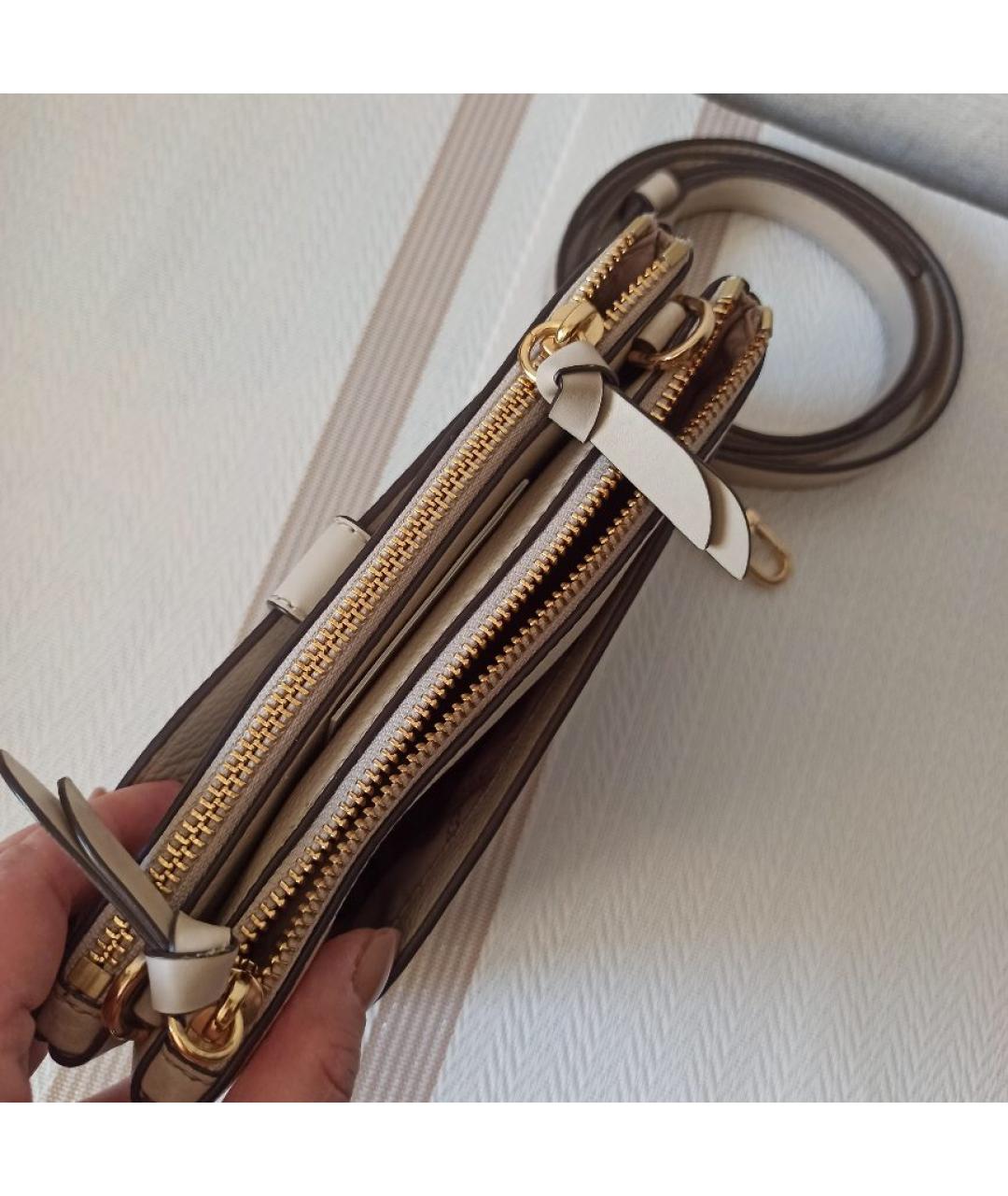 MICHAEL KORS Бежевая кожаная сумка через плечо, фото 4