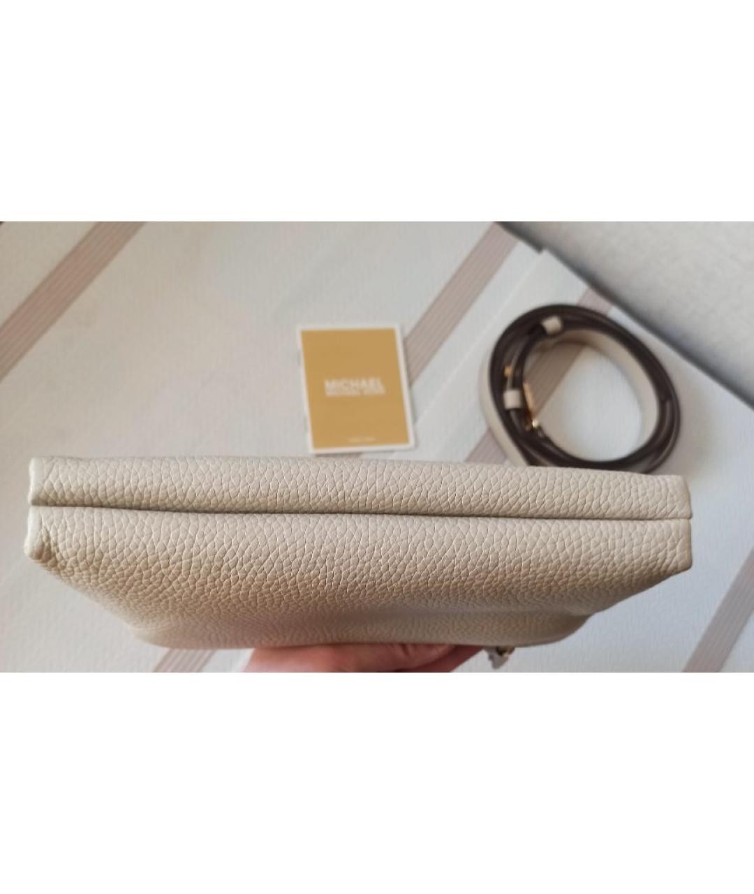 MICHAEL KORS Бежевая кожаная сумка через плечо, фото 7