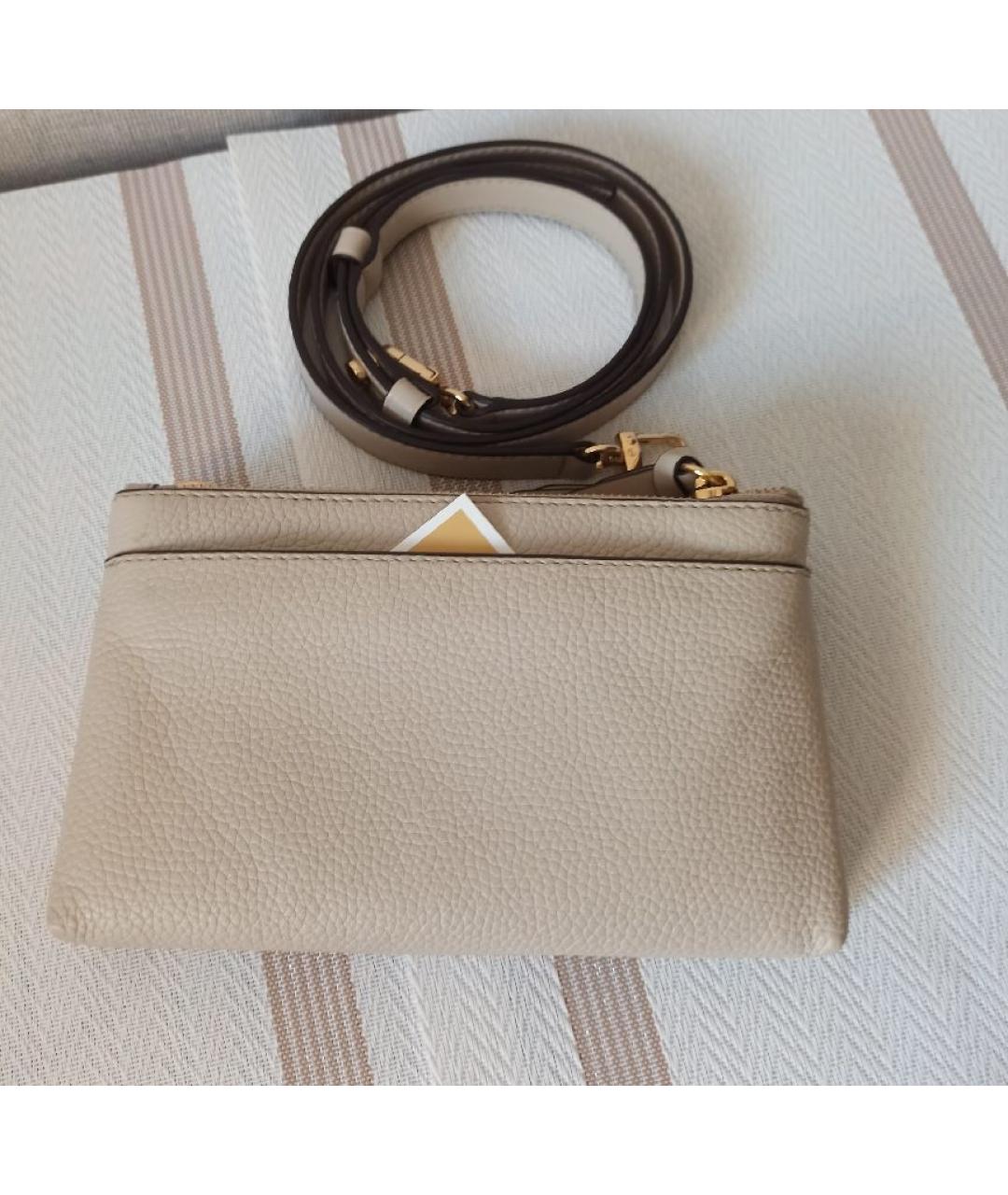 MICHAEL KORS Бежевая кожаная сумка через плечо, фото 3