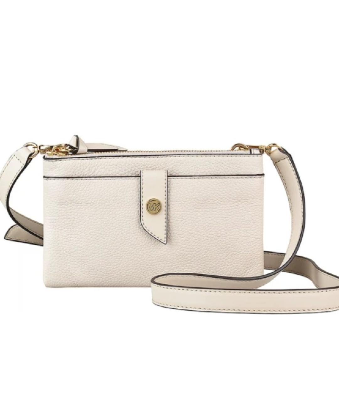 MICHAEL KORS Бежевая кожаная сумка через плечо, фото 10