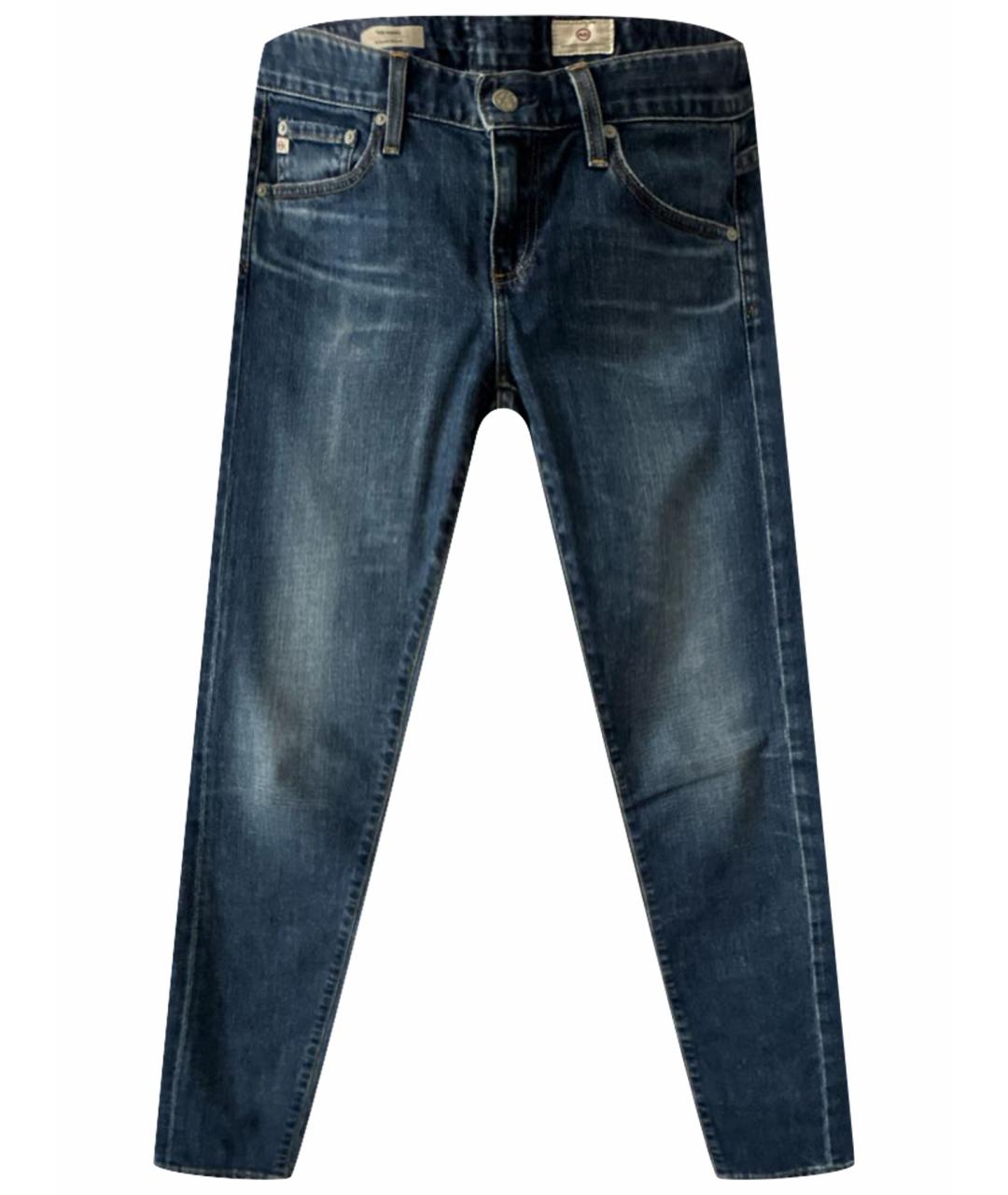 AG JEANS Темно-синие хлопко-полиэстеровые джинсы слим, фото 1