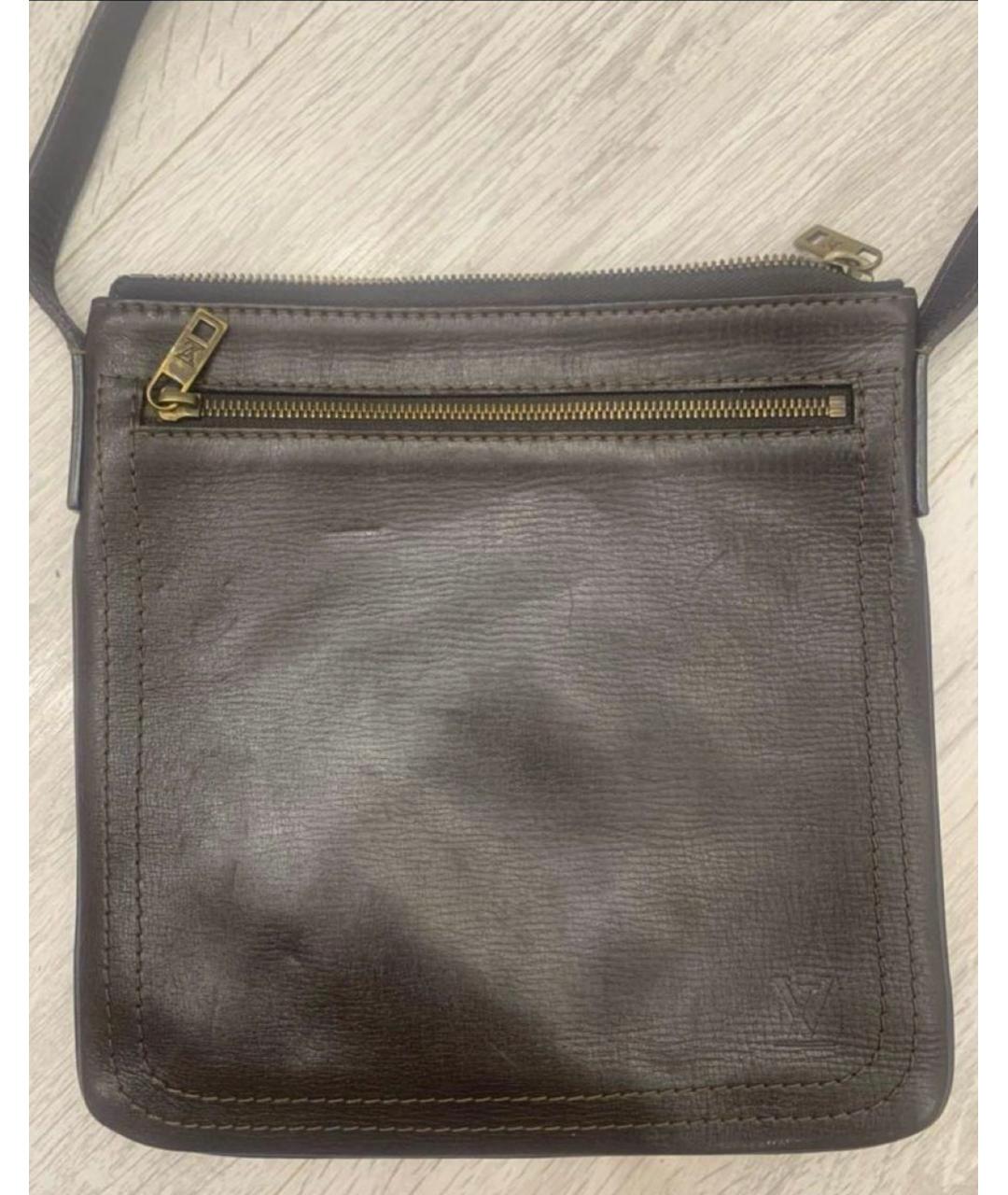 LOUIS VUITTON Коричневая кожаная сумка на плечо, фото 3