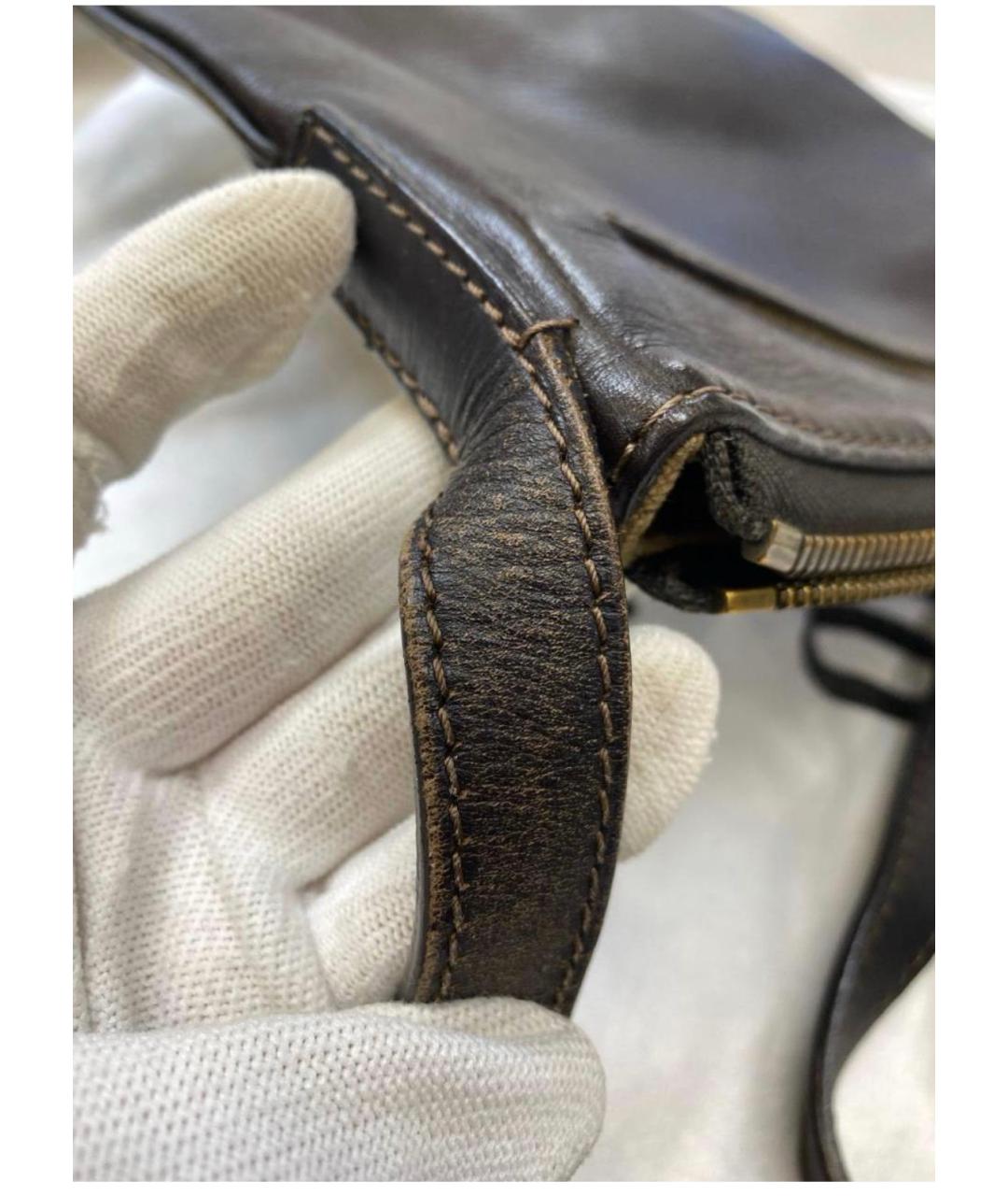 LOUIS VUITTON Коричневая кожаная сумка на плечо, фото 6