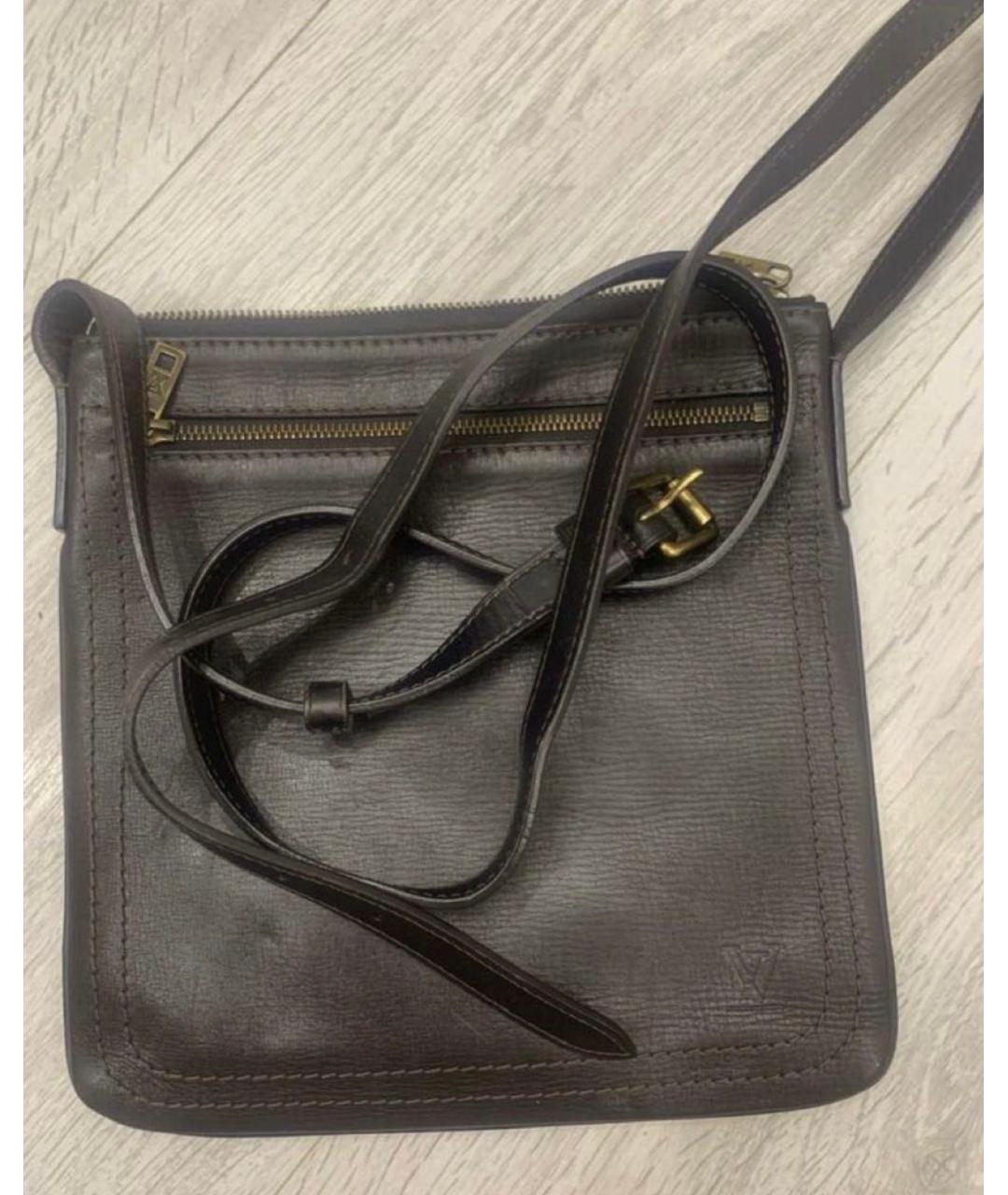 LOUIS VUITTON Коричневая кожаная сумка на плечо, фото 2