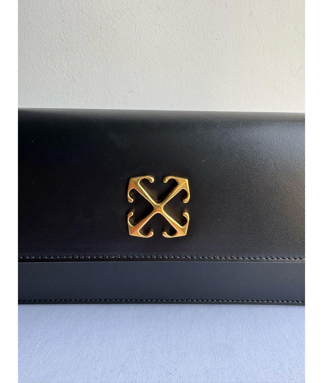 OFF-WHITE Черная кожаная сумка с короткими ручками, фото 6