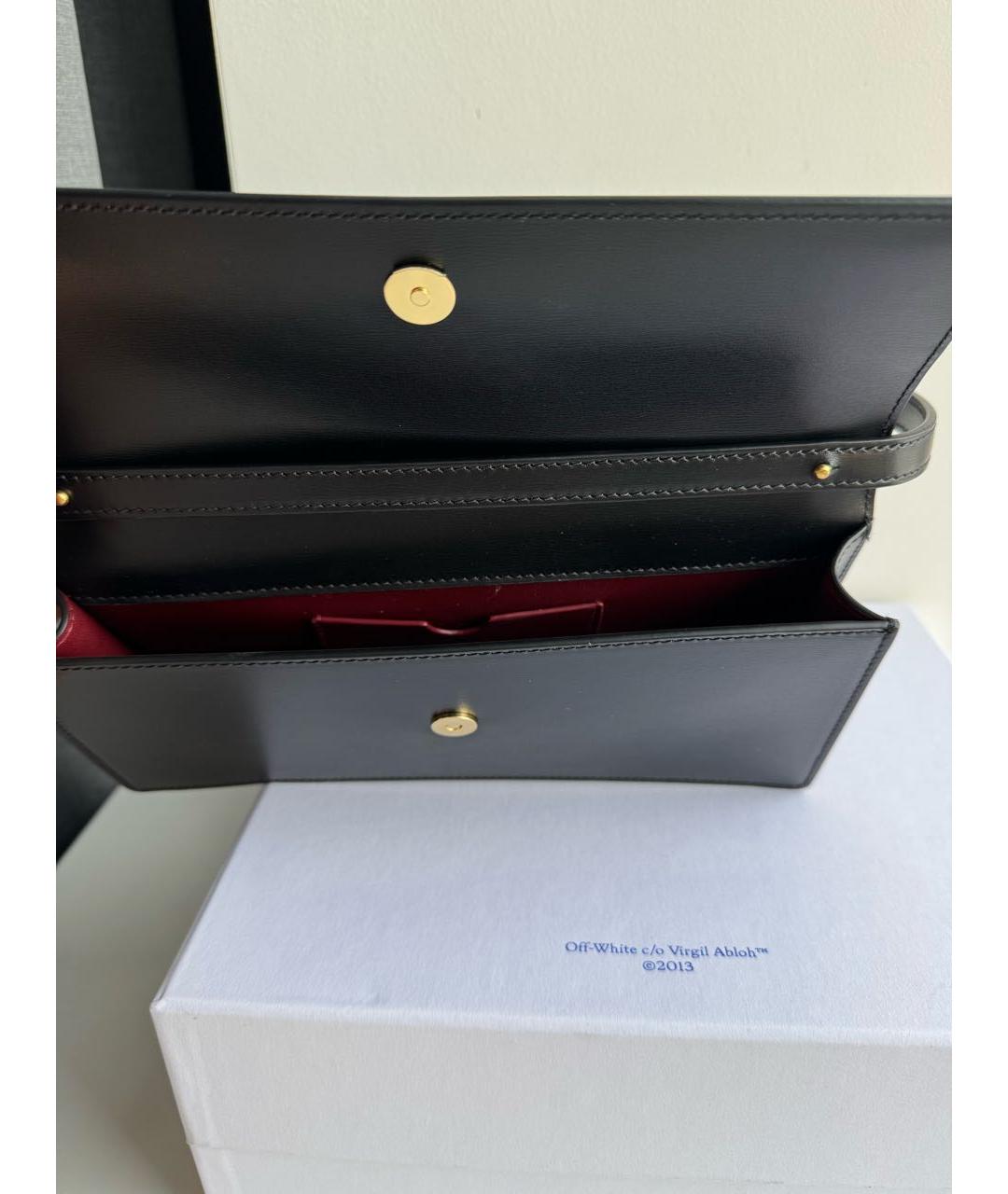 OFF-WHITE Черная кожаная сумка с короткими ручками, фото 4