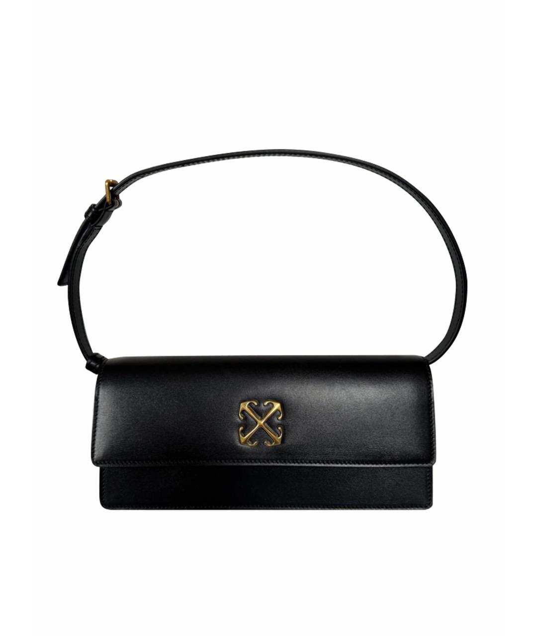 OFF-WHITE Черная кожаная сумка с короткими ручками, фото 1