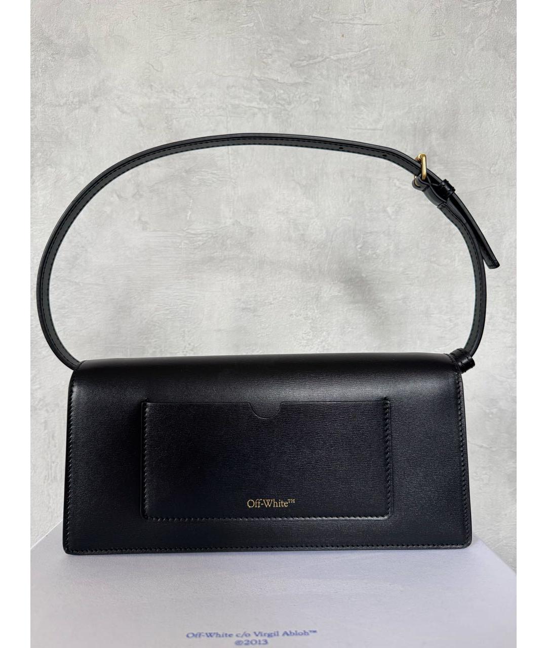 OFF-WHITE Черная кожаная сумка с короткими ручками, фото 3
