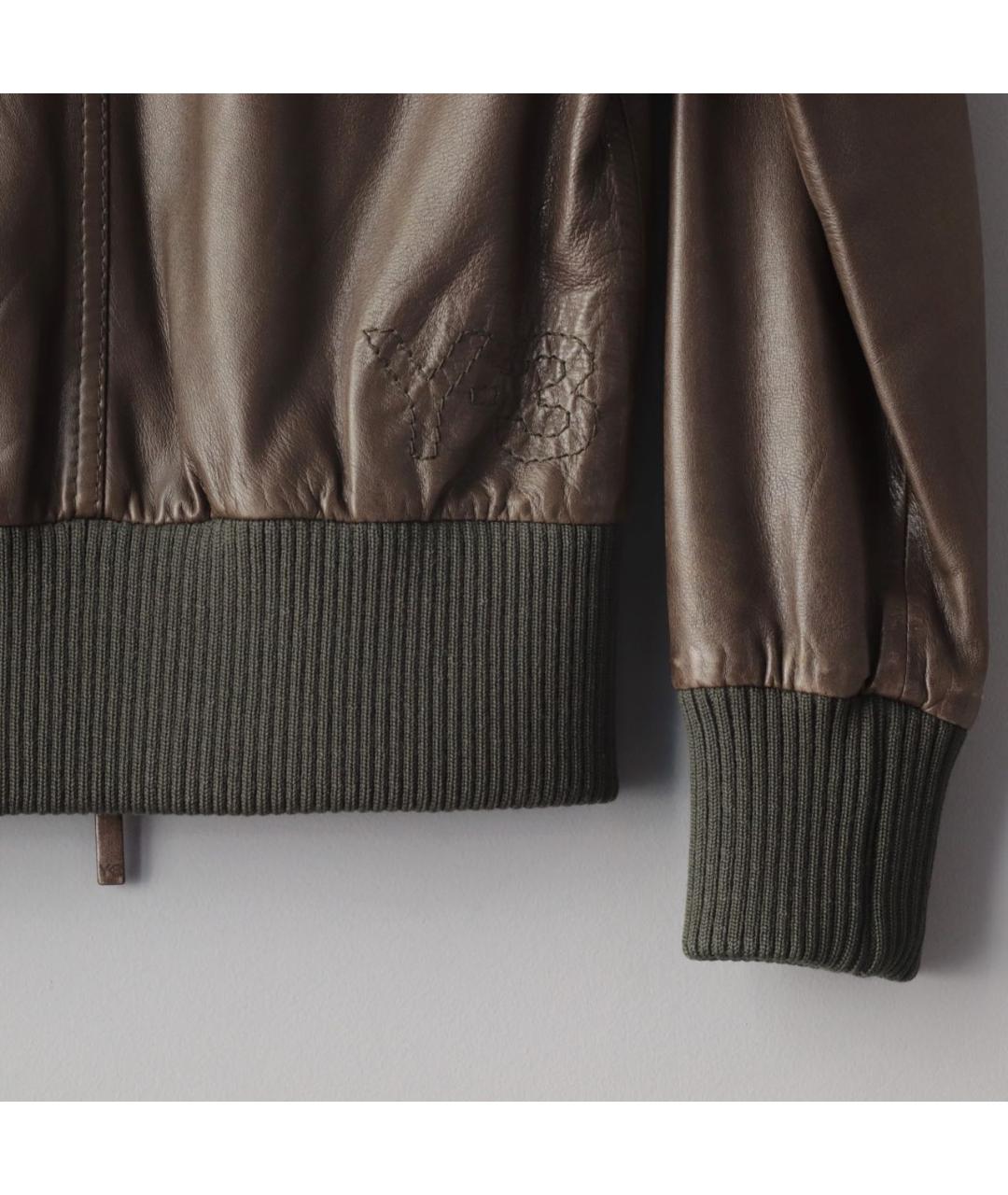 YOHJI YAMAMOTO Хаки кожаная куртка, фото 8