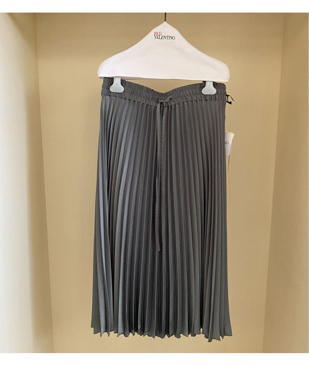 RED VALENTINO Серая полиэстеровая юбка миди, фото 6