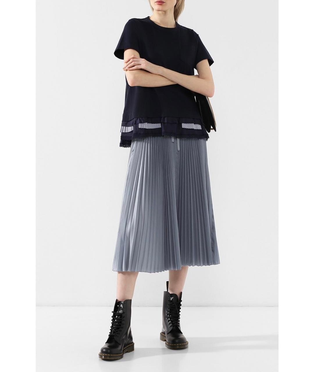 RED VALENTINO Серая полиэстеровая юбка миди, фото 2