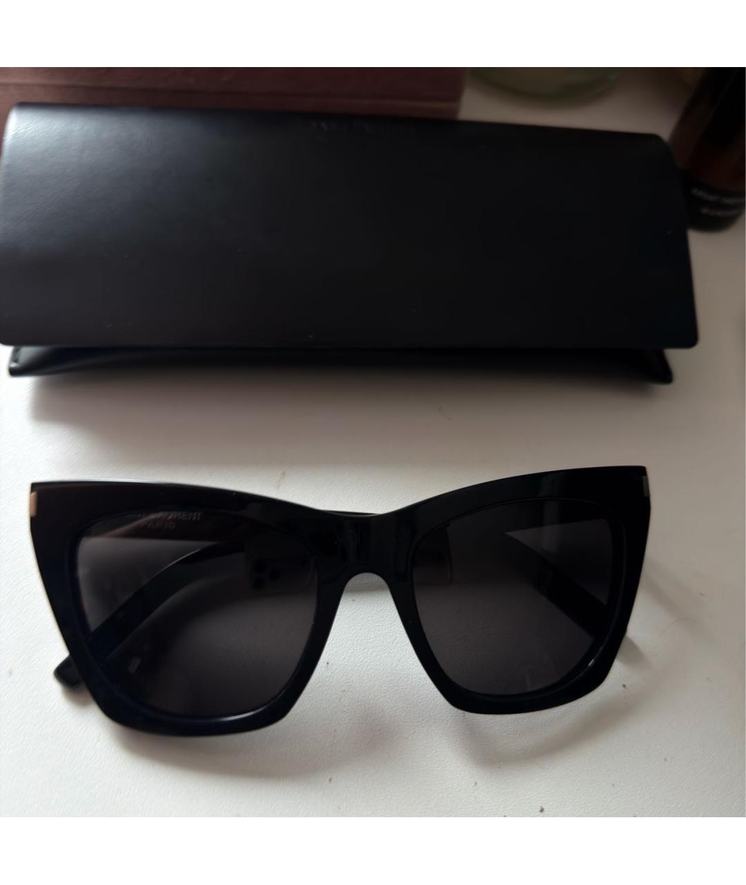 SAINT LAURENT Черные пластиковые солнцезащитные очки, фото 4