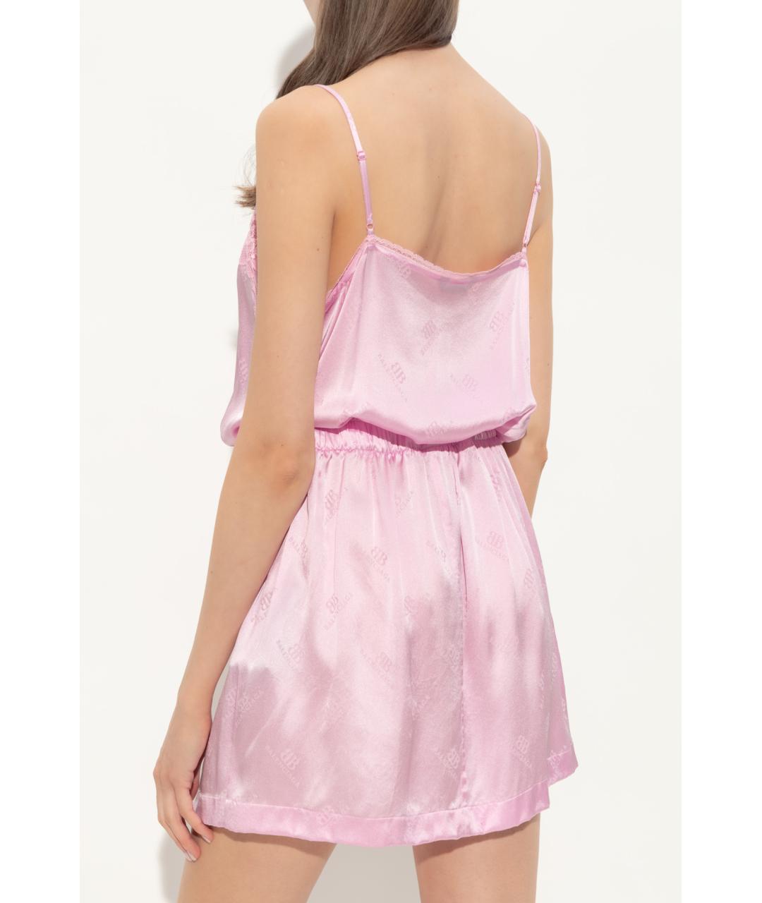 BALENCIAGA Розовое шелковое коктейльное платье, фото 4