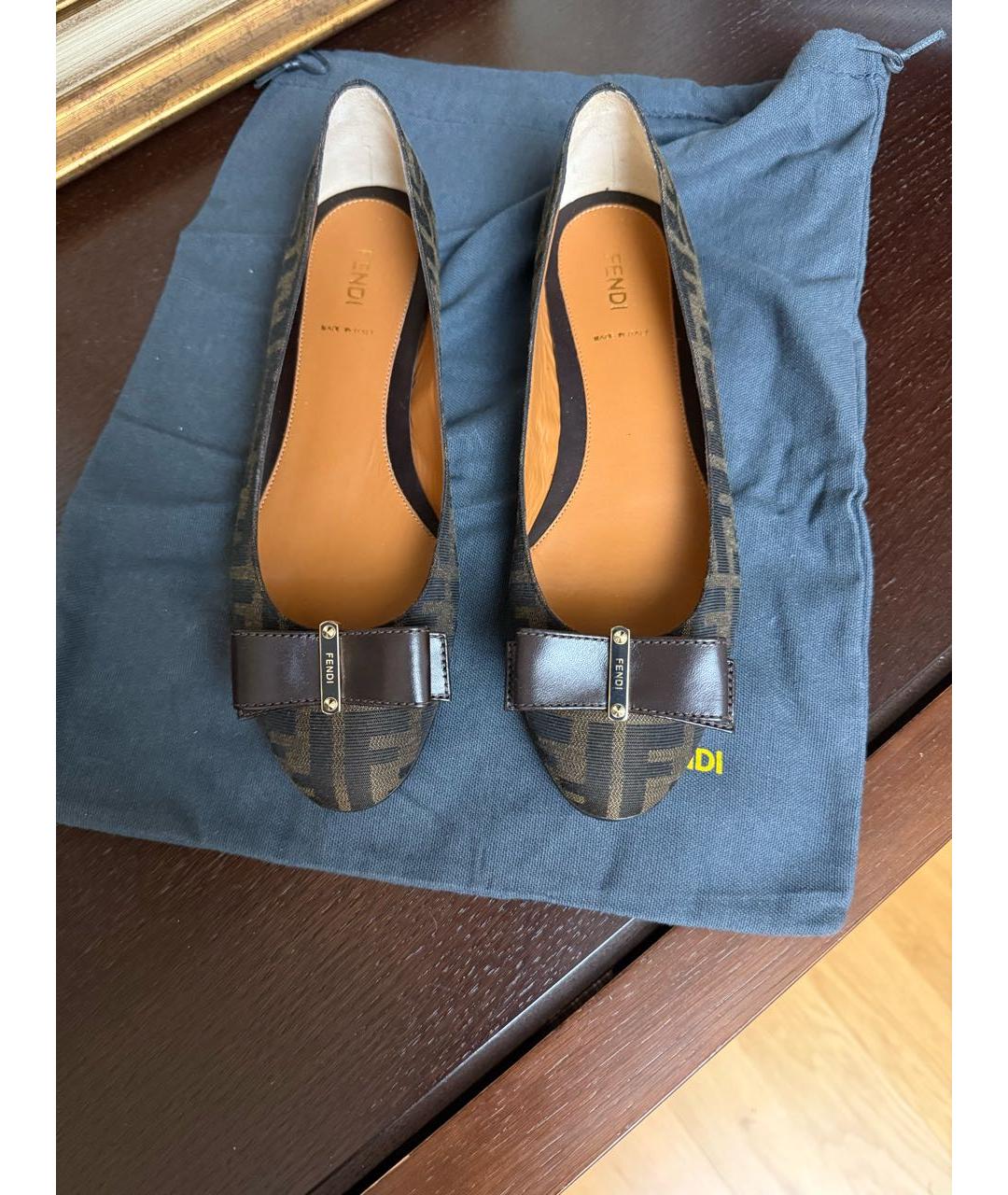 FENDI Коричневые балетки, фото 3