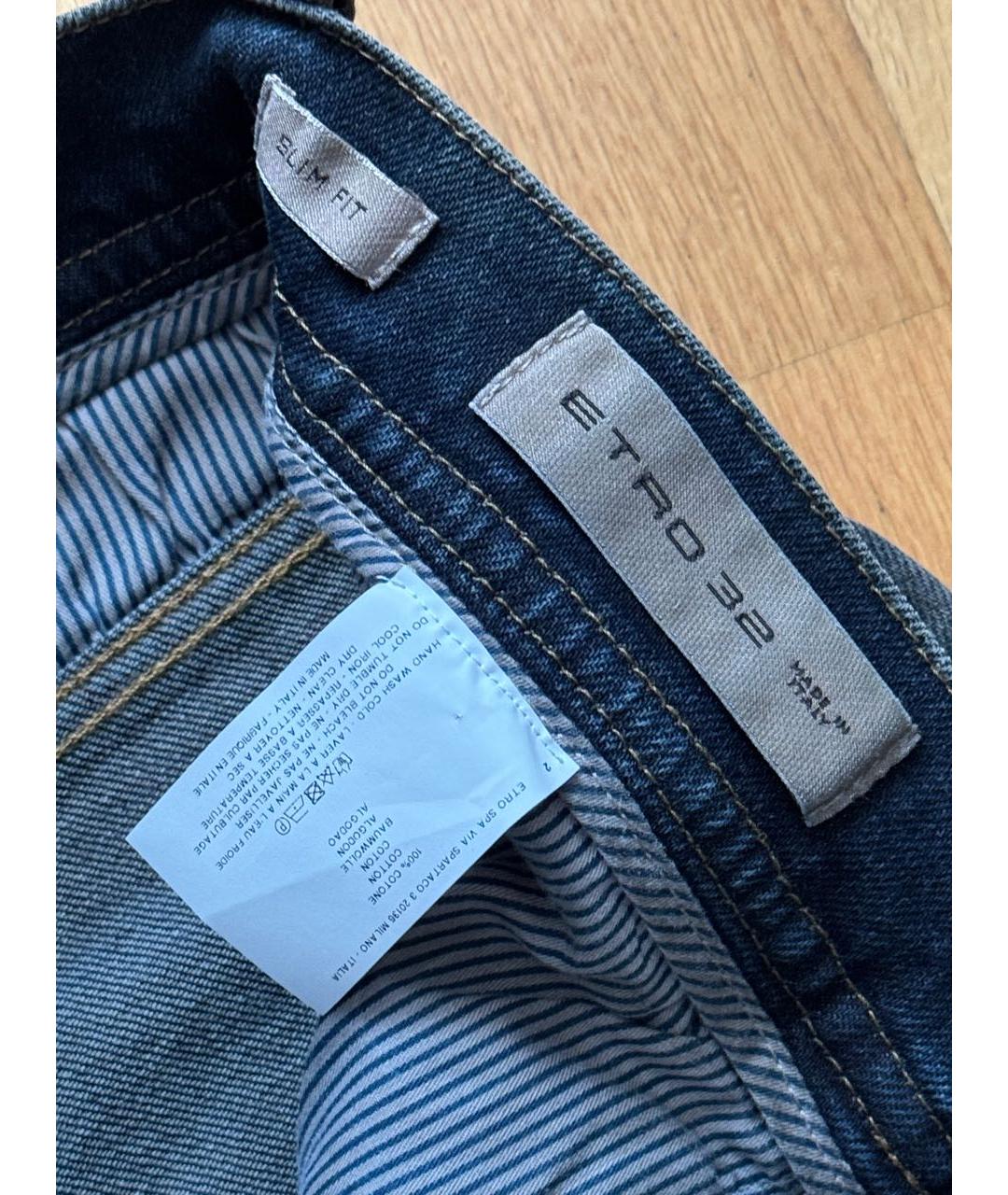 ETRO Синие хлопковые джинсы скинни, фото 3