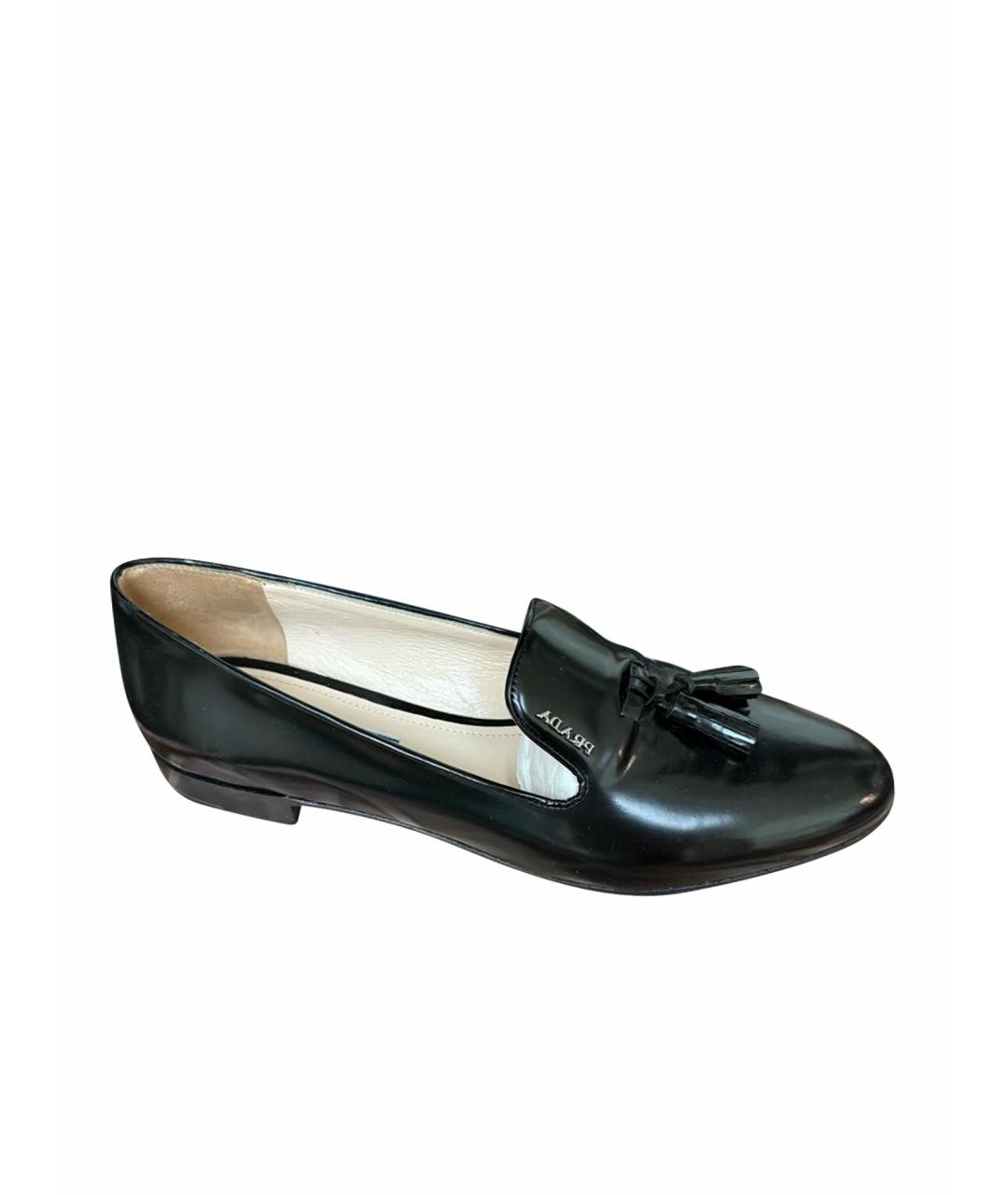 PRADA Черные кожаные лоферы, фото 1