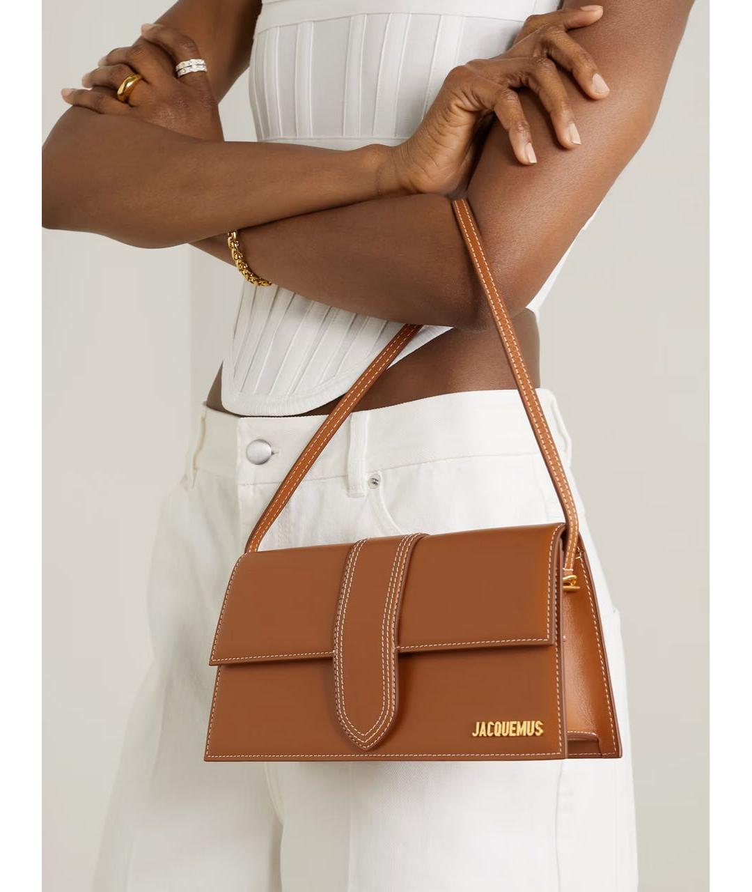 JACQUEMUS Коричневая кожаная сумка через плечо, фото 5
