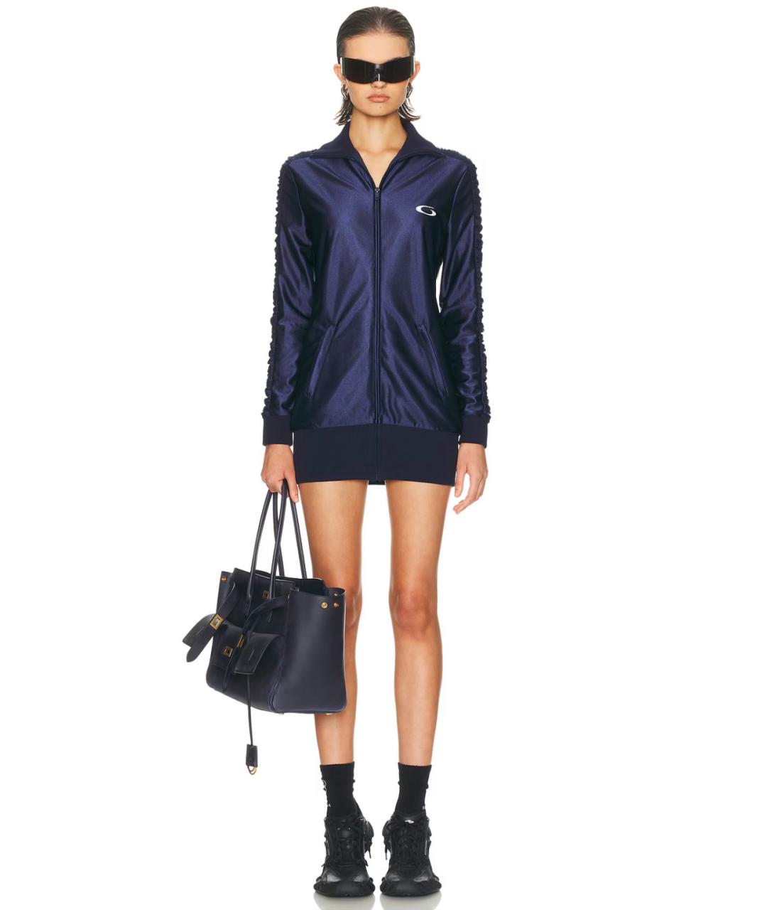 BALENCIAGA Темно-синее полиэстеровое повседневное платье, фото 5